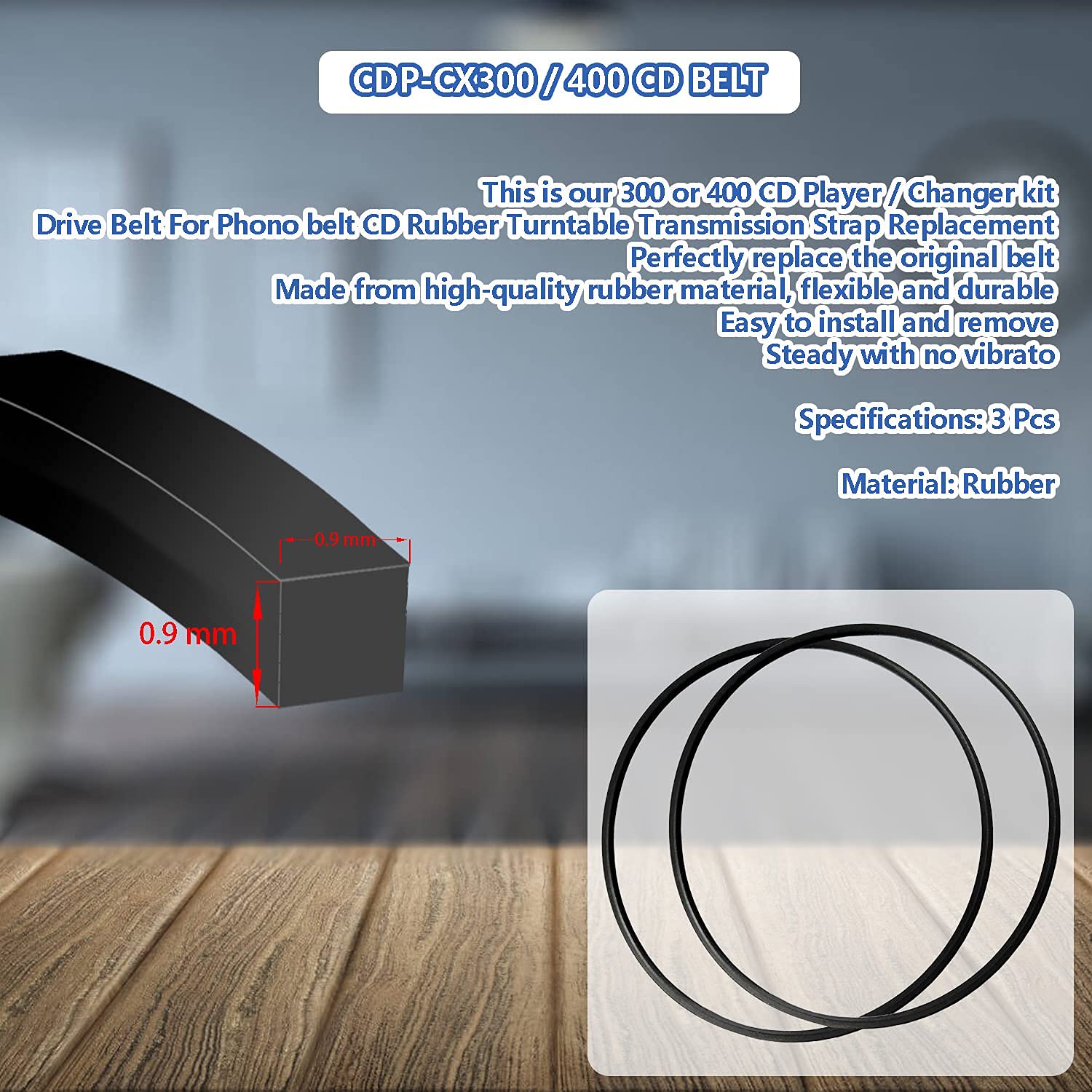 2 Drive Belts And 1 Door Belt Replacement For Sony Cd Player Model Cdp Cx300 Cdp Cx335 Cdp Cx350 Cdp Cx355 Cdp Cx400 Cdp Cx450 C