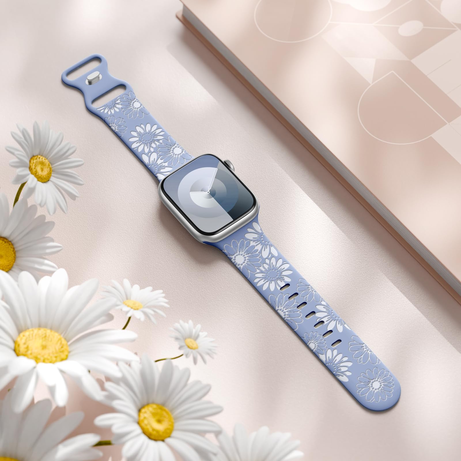 Daqin Compatible With Apple Watch Band 41Mm 40Mm 38Mm 42Mm 44Mm 45Mm 46Mm 49Mm, Cute Flower Pattern Waterproof Strap For Apple W