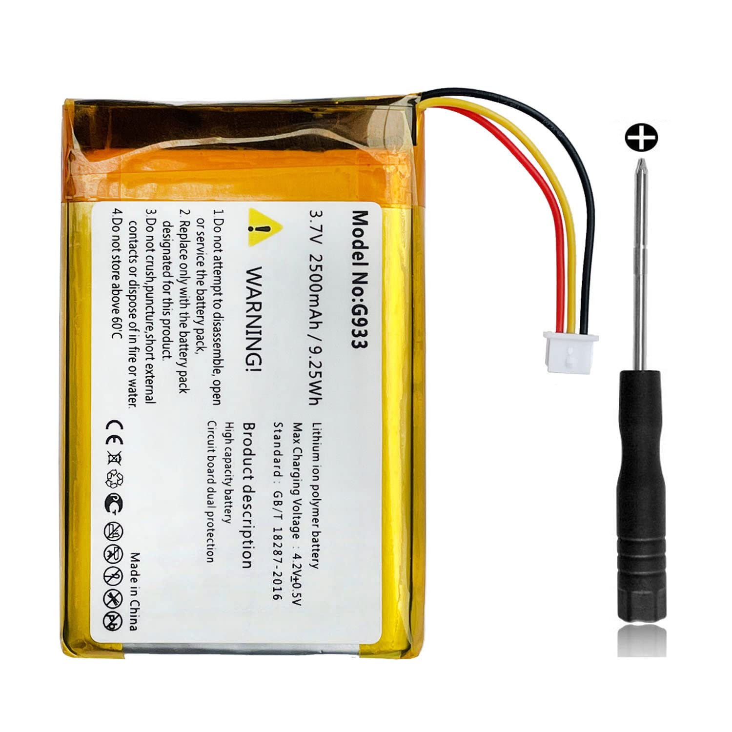 Wrumi 2500Mah 533 000132 For Logitech Battery G933, G933S, G533, G533S, G935 Headset Battery