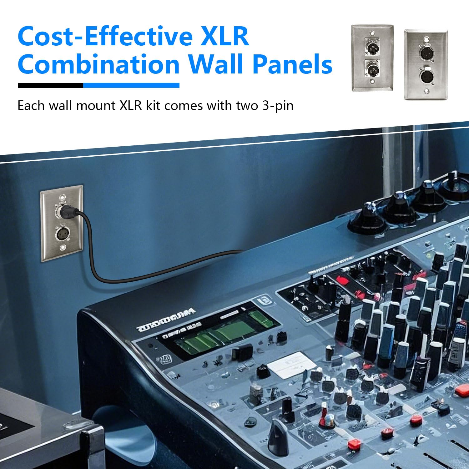 Zhupoub Dual Xlr Plugs And Plates Audio Speakers Dual Xlr Female Connectors Stainless Steel Wall Plate (2Pack) Silver