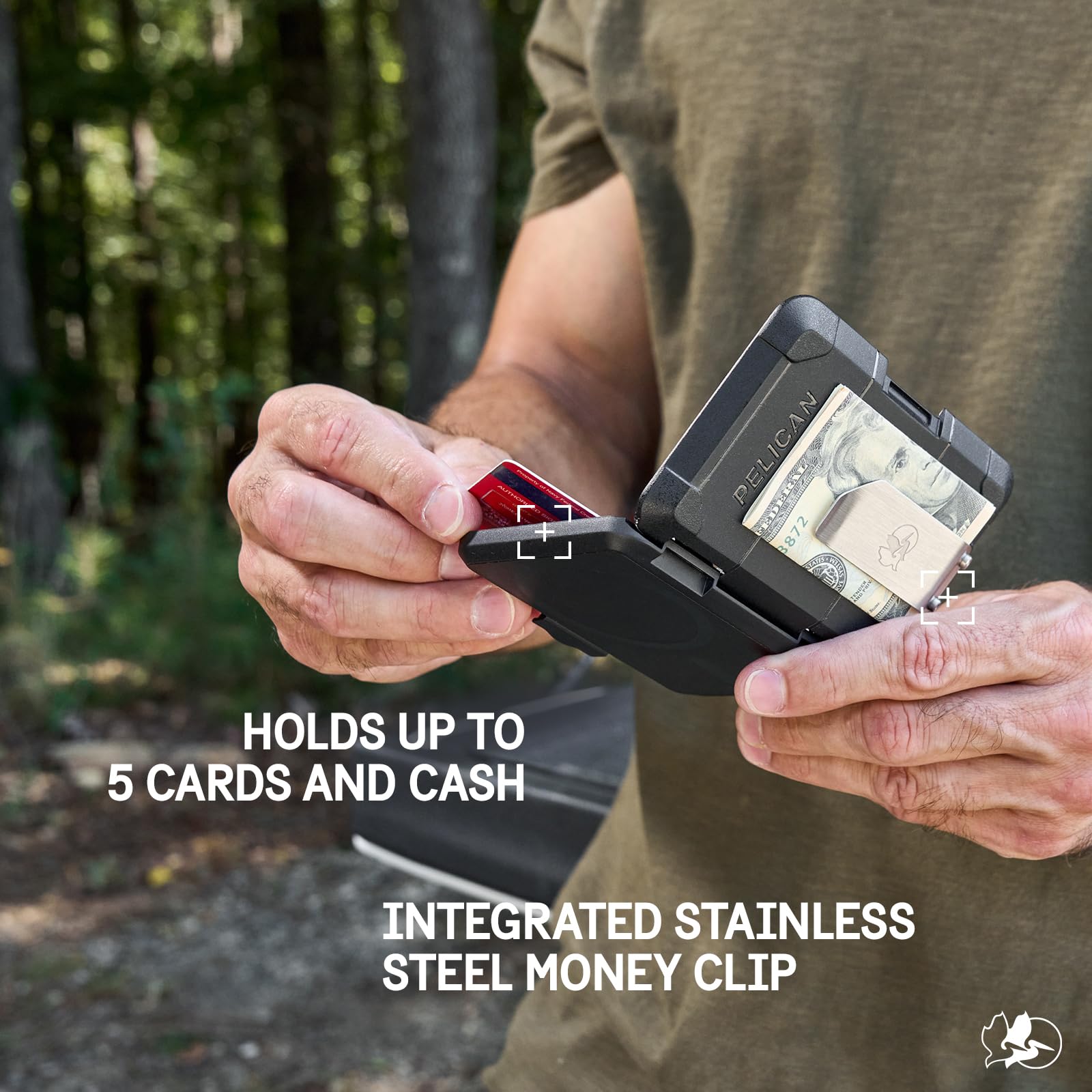 Pelican Magnetic Money Clip Wallet [Card Holder] [Rfid Blocking] Heavy Duty Mil Std Snap On Magsafe Wallet For Iphone   Detachab