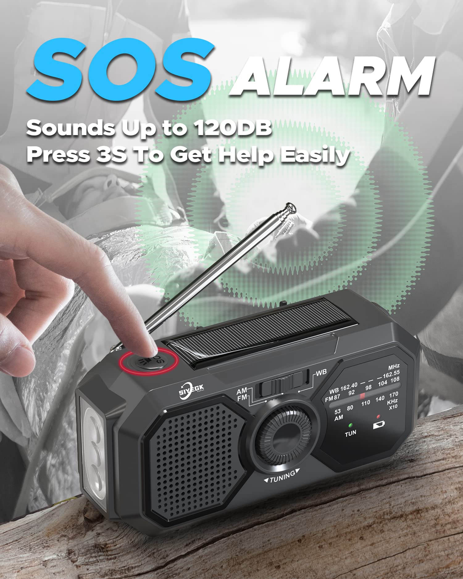 Emergency Weather Radio, Portable Am Fm Noaa Radios With Crank Sos Alarm, 3500Mah Pocket Solar Emergency Supplies Gadgets For Me