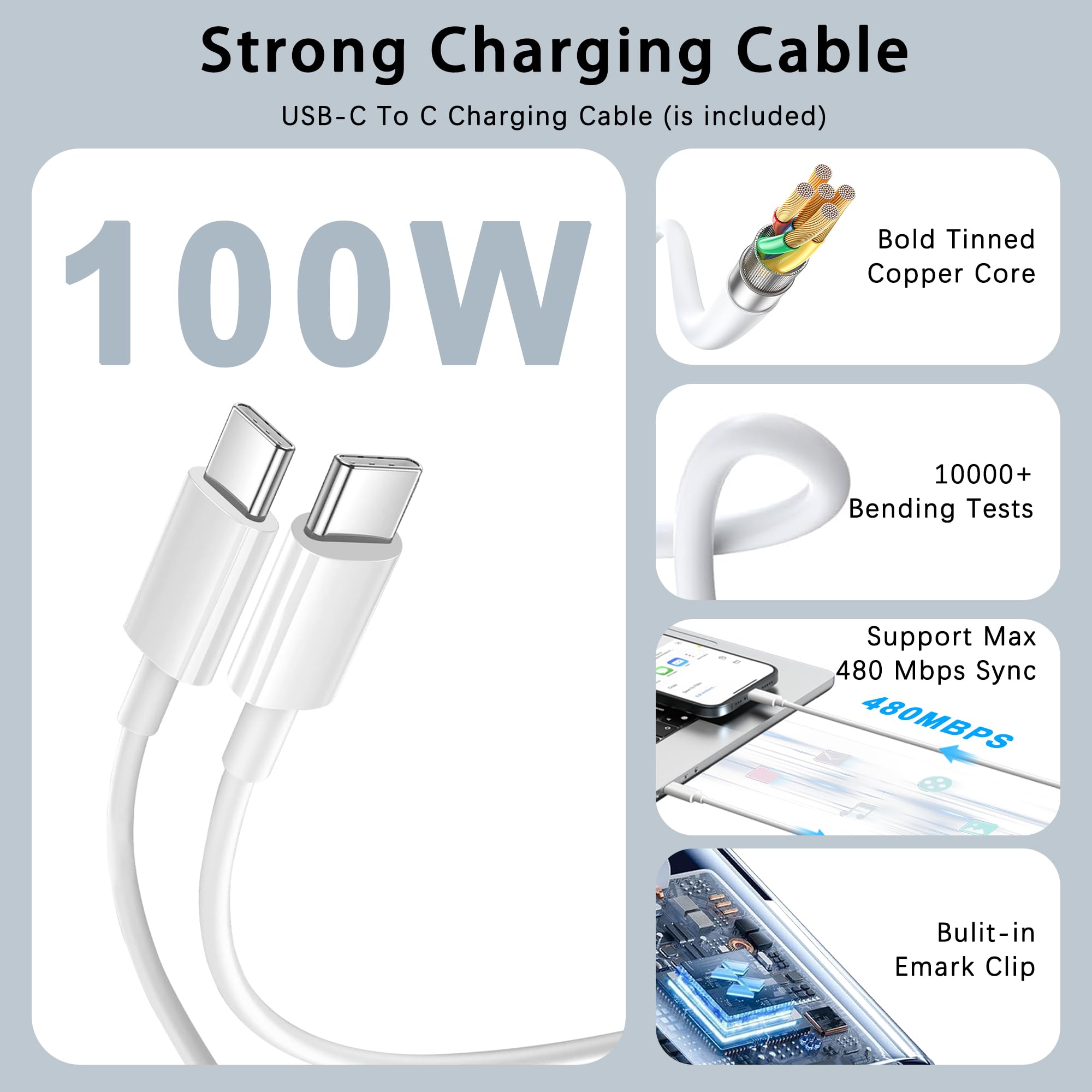 Mac Book Pro Charger - 100W Usb C Charger Compatible With Macbook Pro 16, 15, 14, 13 Inch, Macbook Air M1 M2 M3 M4, Ipad Pro/Air