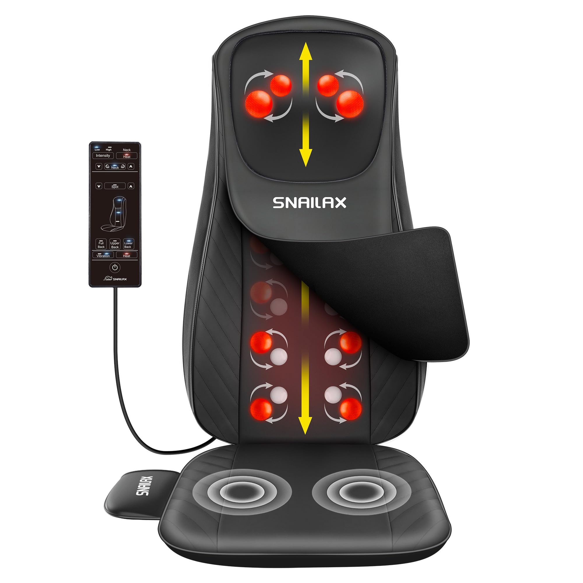 Snailax Upgraded Shiatsu Back Massager with Heat -Deep Kneading Massage Chair Pad with Adjustable Intensity,Full Body Massage Se