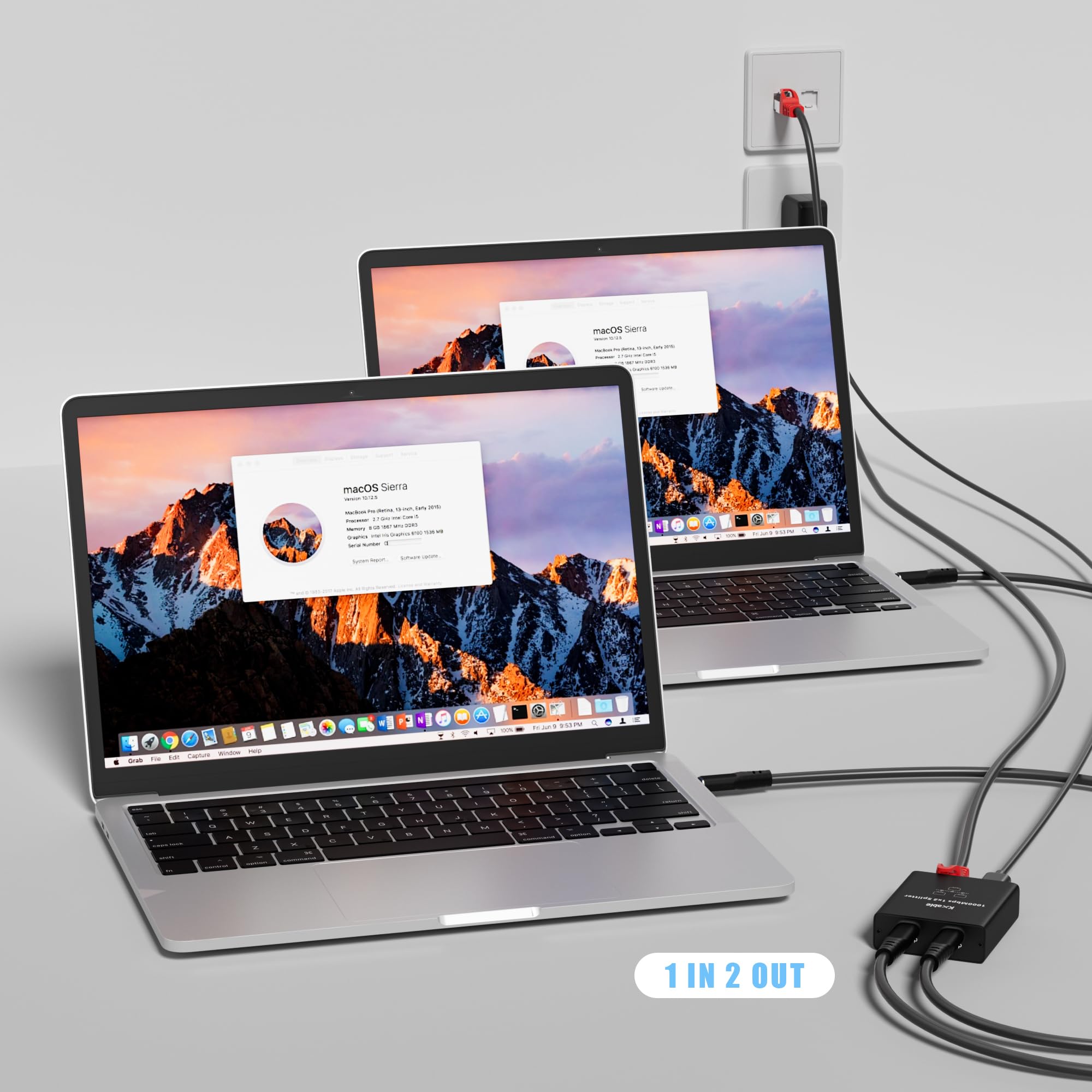 Ethernet Splitter 1 To 2 Out (Double Usb C Port), Upgrade Design Rj45 Splitter With Usb Power Cord, Gigabit Lan Internet Adapter