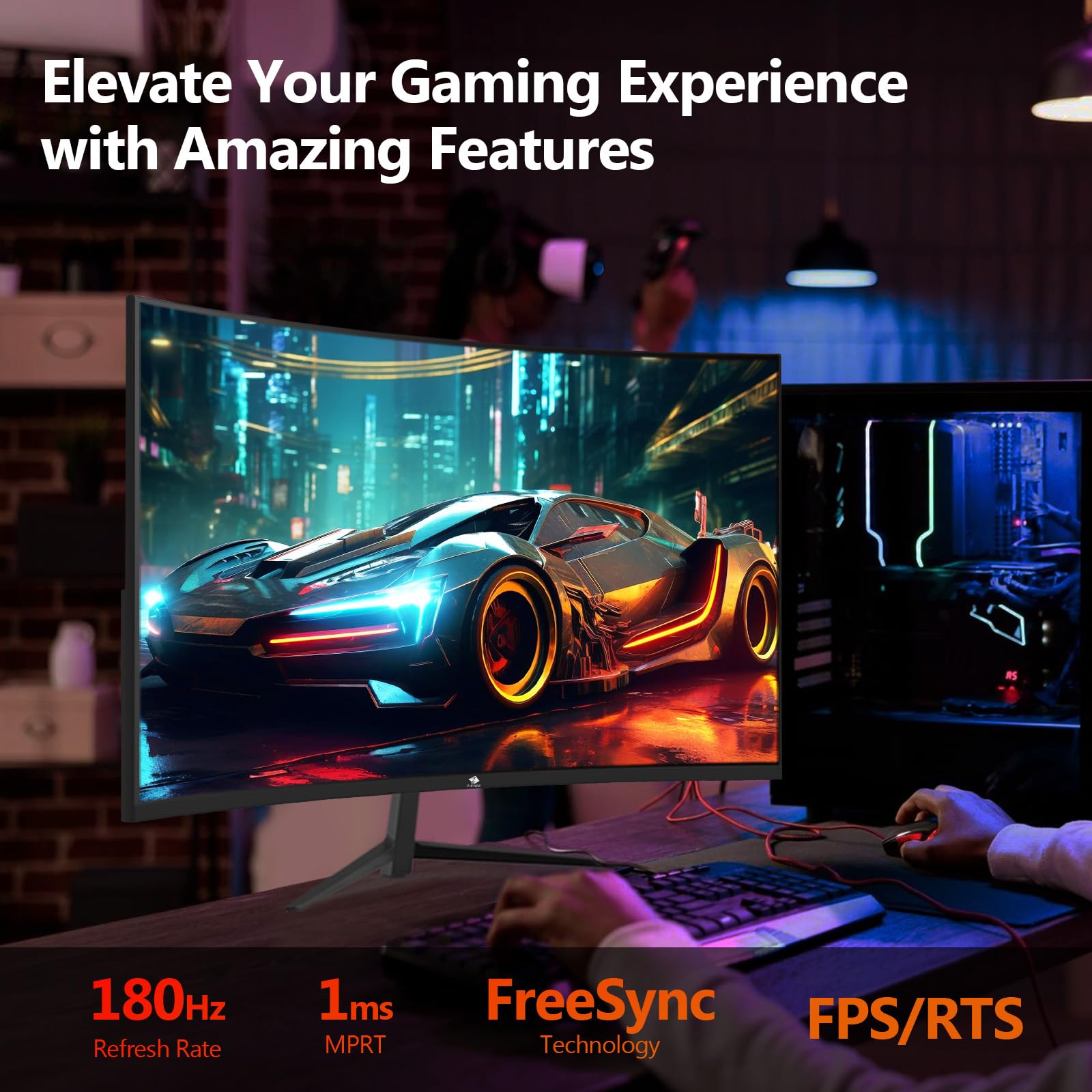 Z Edge 24 Inch Curved Gaming Monitor 180Hz Refresh Rate, 1Ms Mprt, Fhd 1080 Gaming Monitor, R1650 Curved, Ug24 Amd Freesync Premium Display