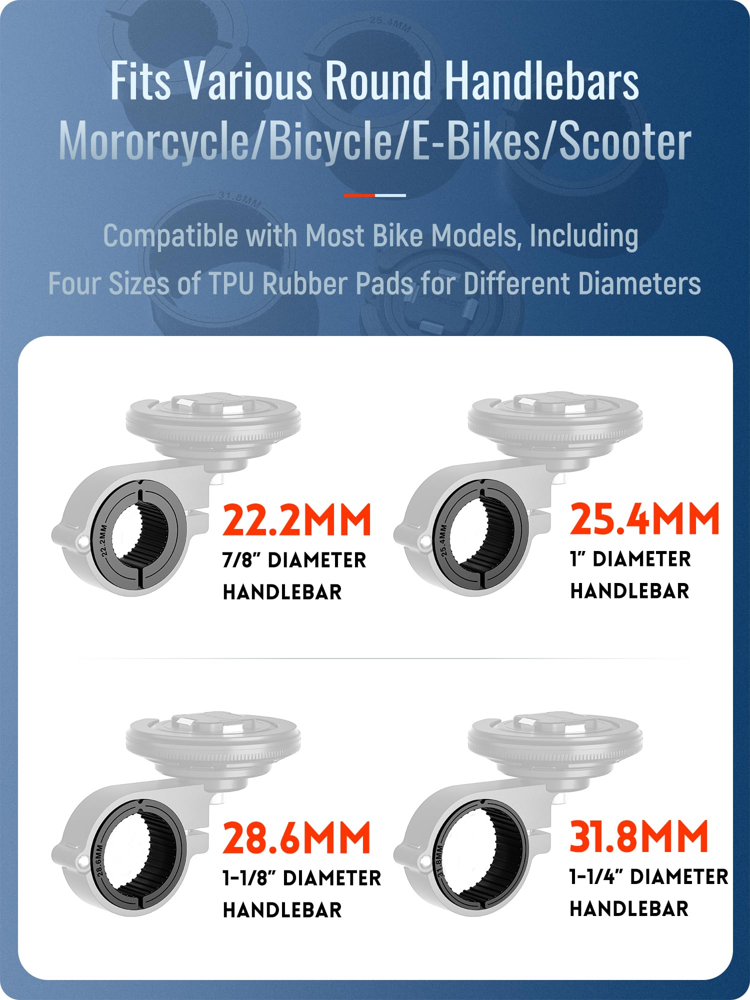 Sincetop Bike/Motorcycle Magnetic Phone Mount Series Q [ Quad ] - Quick Release - Aluminum Bicycle Handlebar Phone Holder - Comp