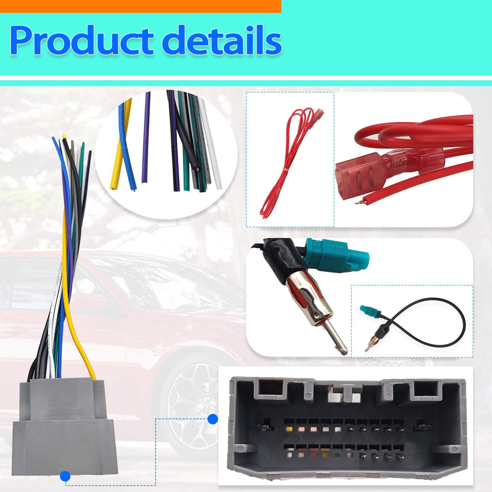 Radio Wire Harness, Car Radio Stereo Wiring Harness, Radio Wiring Harness With Antenna Adapter Connector For Car Stereo 2006 201