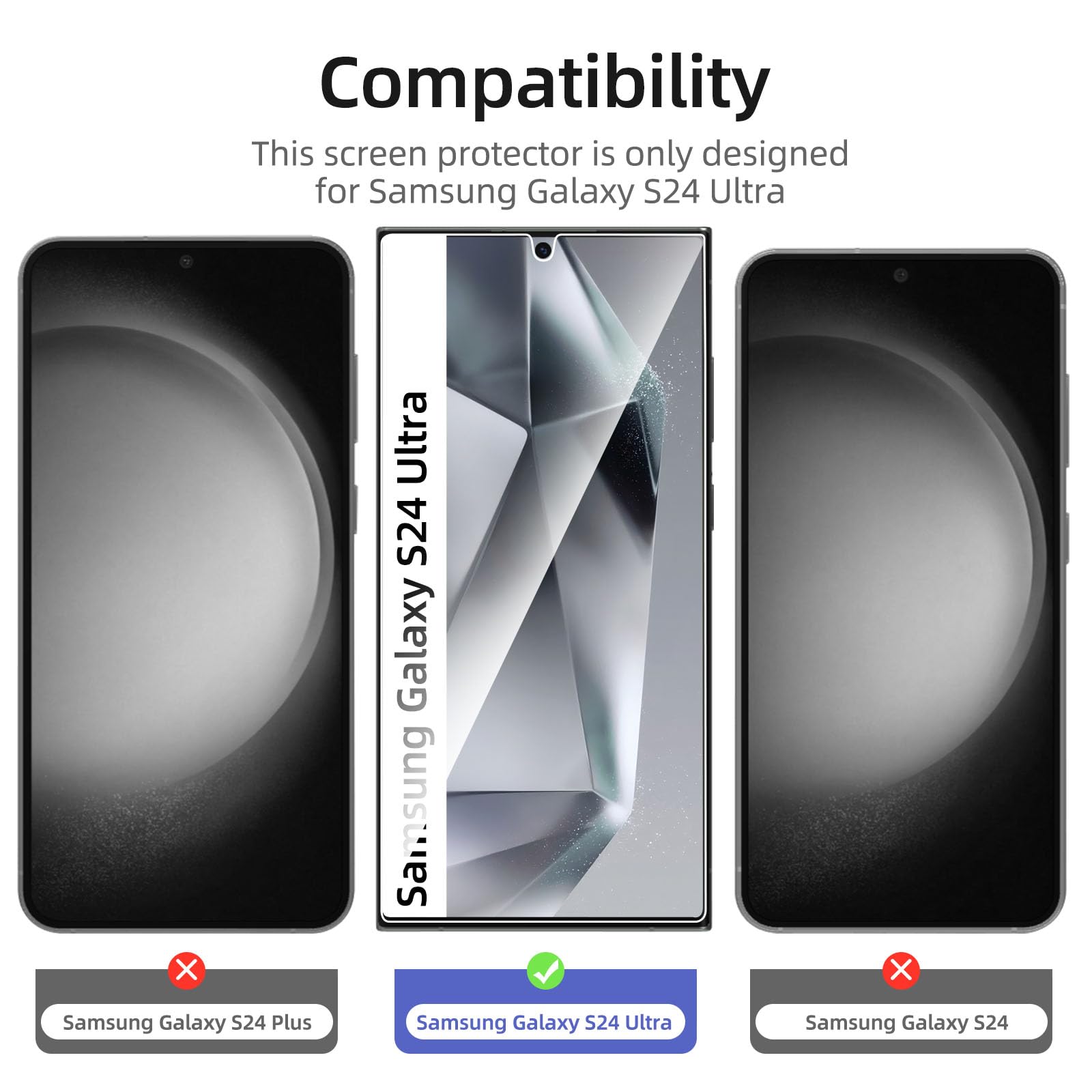 New'C 3 Pack Designed For Samsung Galaxy S24 Ultra?No For S24/S24 Plus? Screen Protector Tempered Glass,Case Friendly Scratch Pr