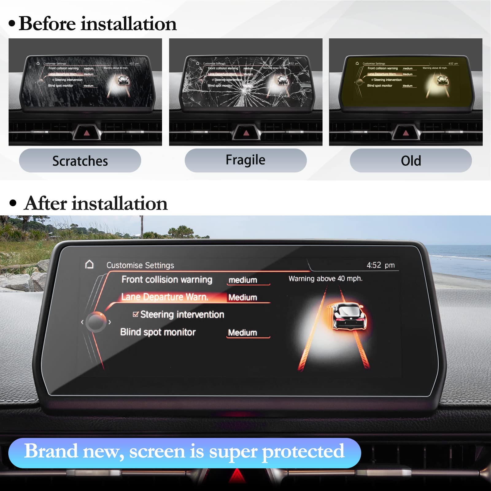 Sktu Screen Protector Foils For 2020 2024 2025 Toyota Gr Supra A90 8.8In Navigation Gr Supra Accessories Tempered Glass Scratch Resistance Hd Clear