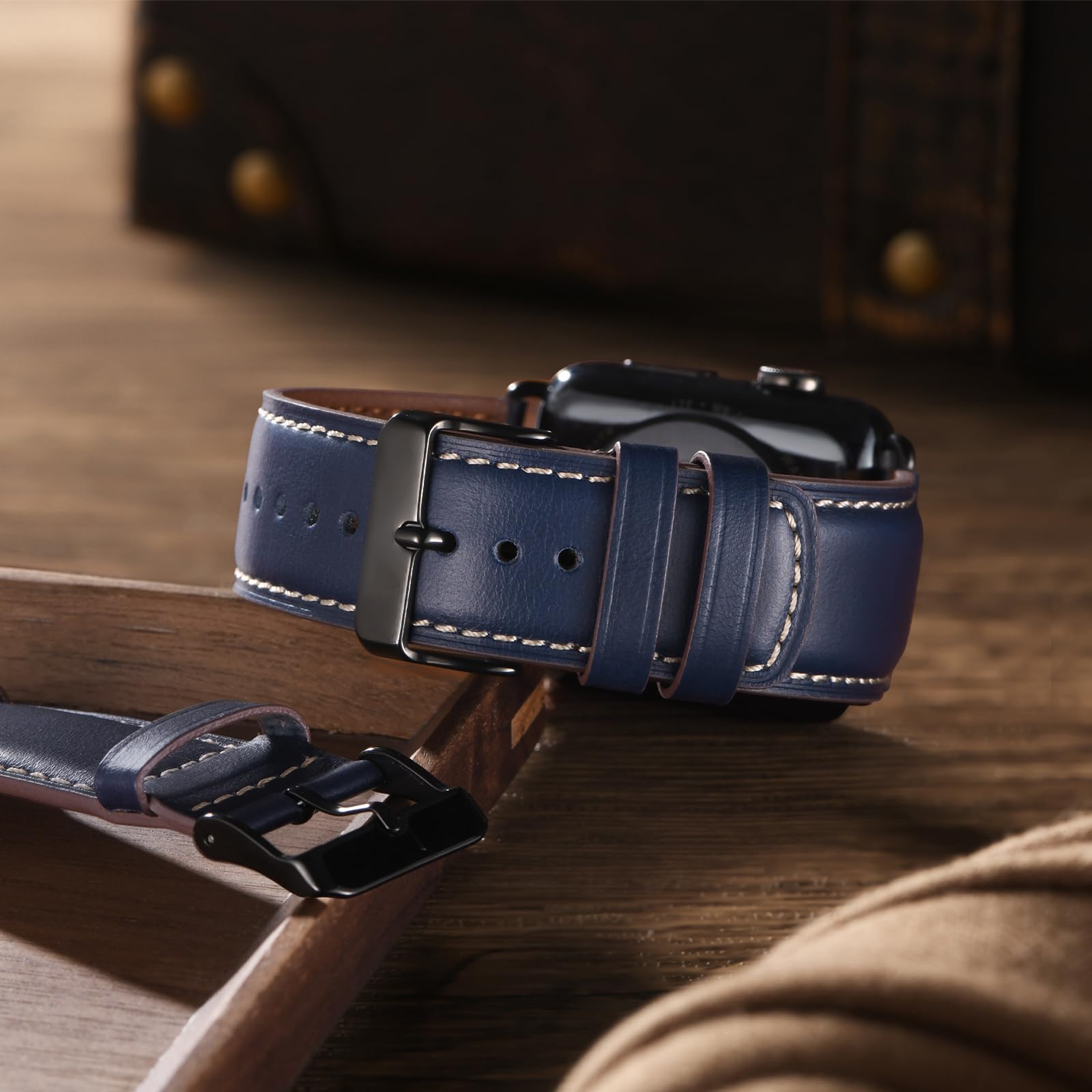 Sunfwr Leather Bands Compatible With Apple Watch Band 41Mm 40Mm 38Mm 42Mm(Series 10) For Men Women, Top Grain Genuine Leather Re