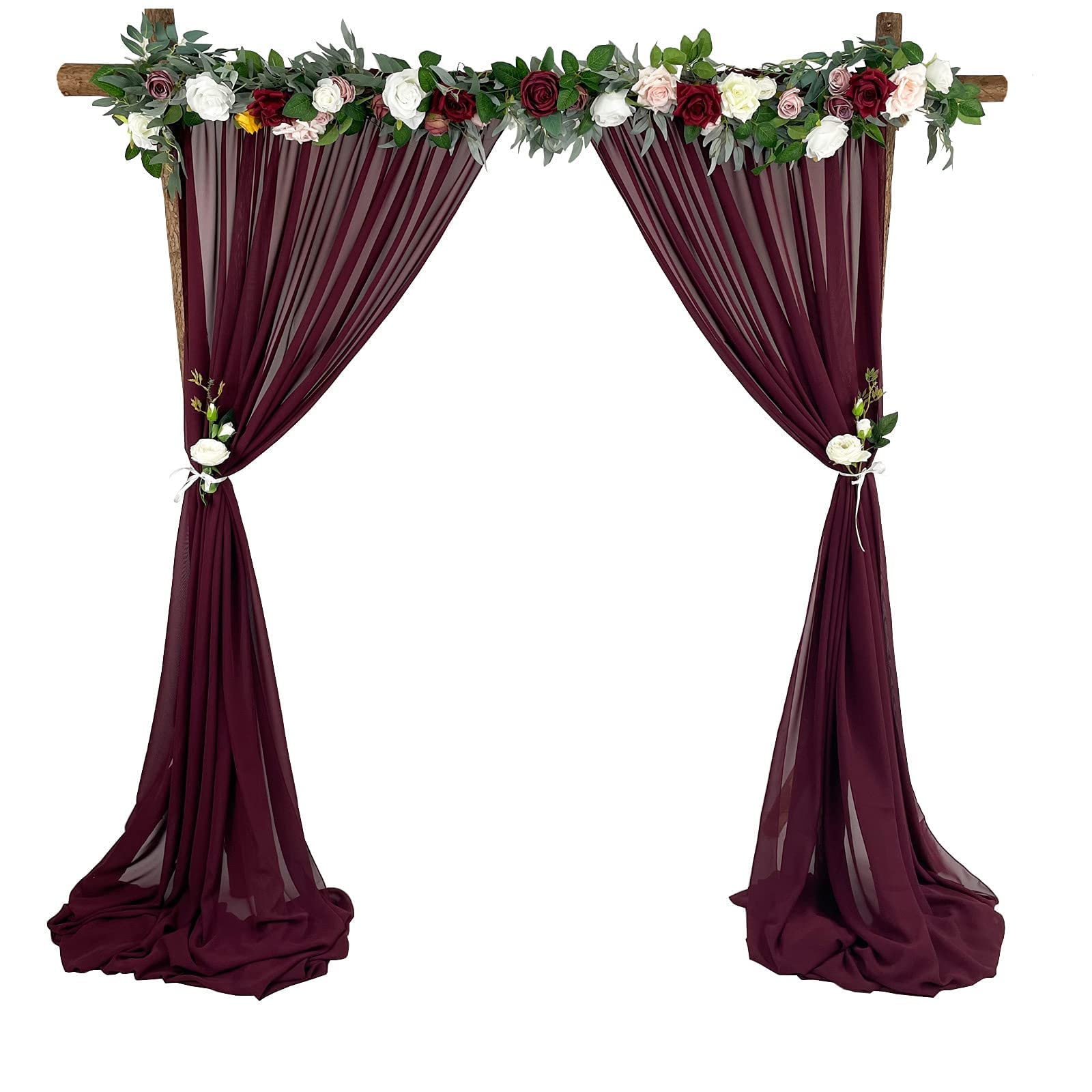 EHLDekol Sheer Chiffon Backdrop Curtains 10ft x 10ft, Chiffon Fabric Drapes for Wedding, Long Sheer Curtain for Living Room, Arc