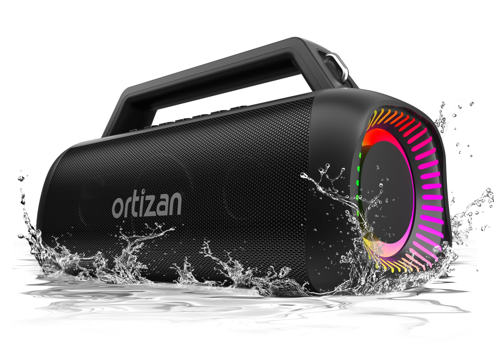 Ortizan Portable Bluetooth Speaker Loud, 80W Peak, Bass Up, 20H Playtime, IPX7 Waterproof, RGB Lights, Wireless Stereo Pairing, 