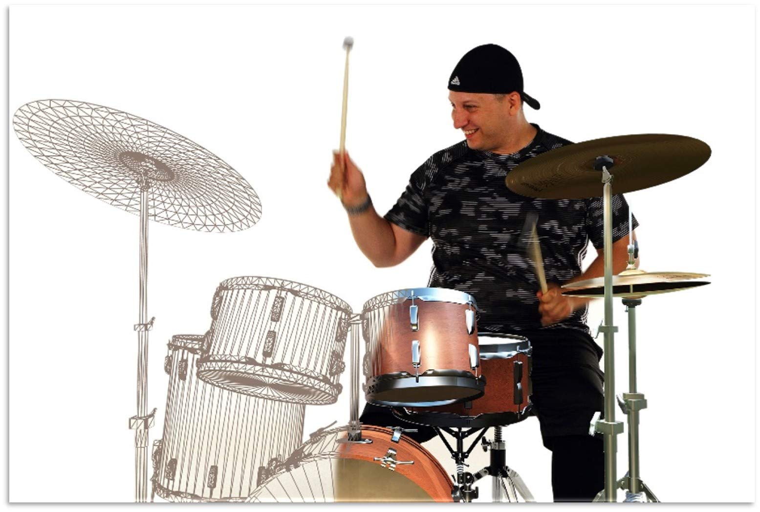 Aerodrums Portable Electronic Drum Set, Air Drumsticks, Pedals And Low Latency Camera, Quieter Than Practice Pads, More Reliable
