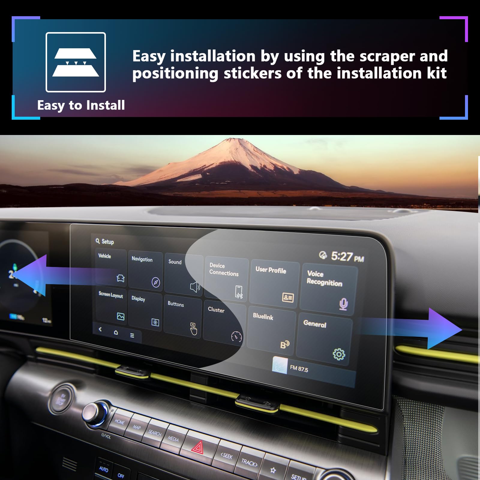 Sxcy For 2024 2025 Hyundai Kona Screen Protector 12.3 Inch 2024 2025 Kona Accessories Touchscreen Navigation Display Screen Cover[2Pcs Nano][Gps Right Screen]