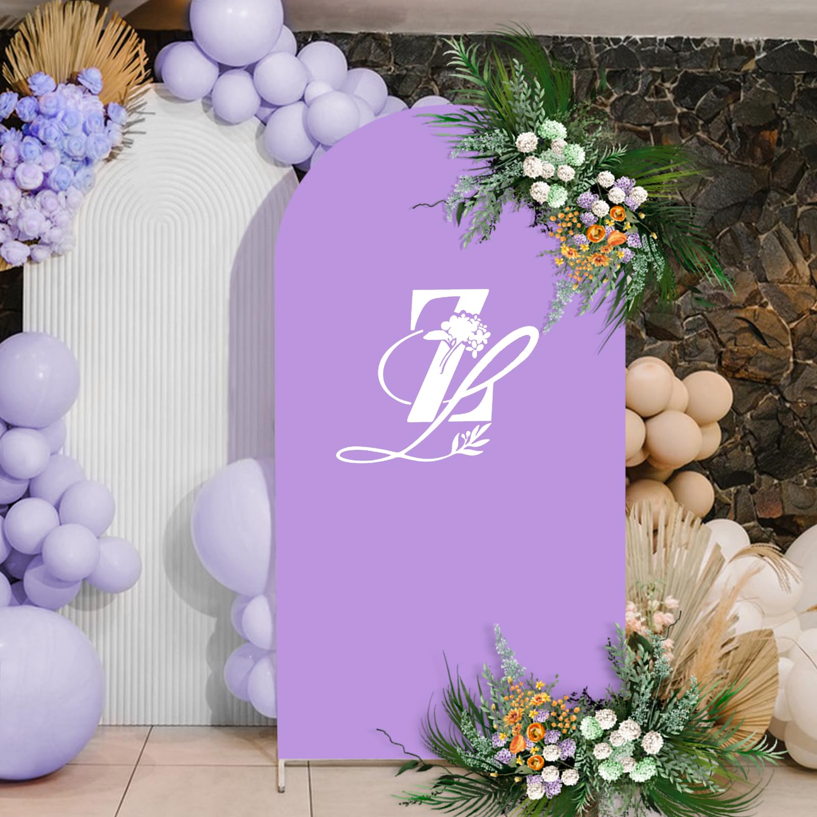 Babenest 5Ft Purple Wedding Arch Cover, Spandex Fitted Arch Backdrop Cover For Photography, Round Top Chiara Stand Cover For Par