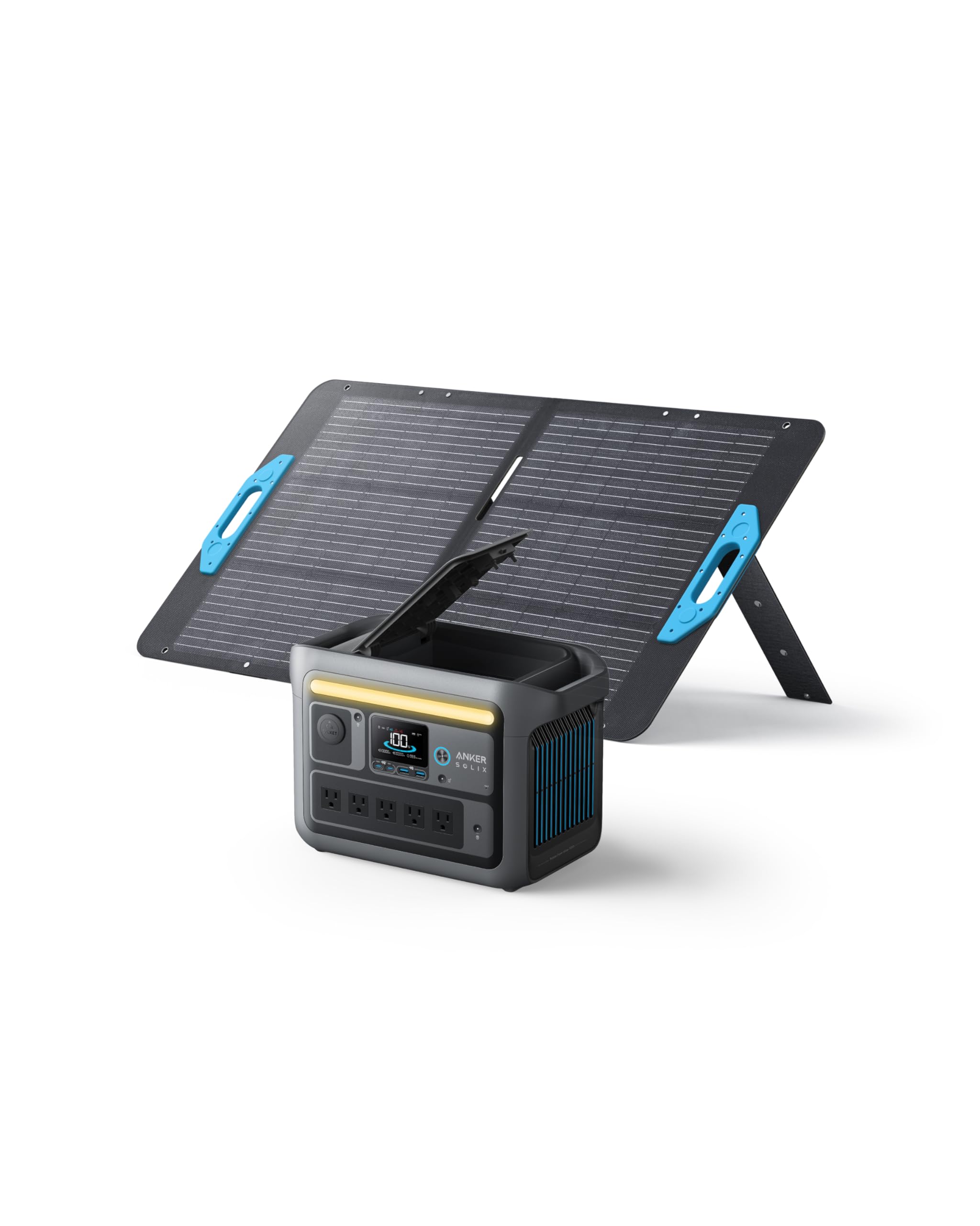 Anker Solix C800 Portable Power Station With 100W Solar Panel, 1200W (Peak 1600W) Solar Generator, Full Charge In 58 Min, 768Wh