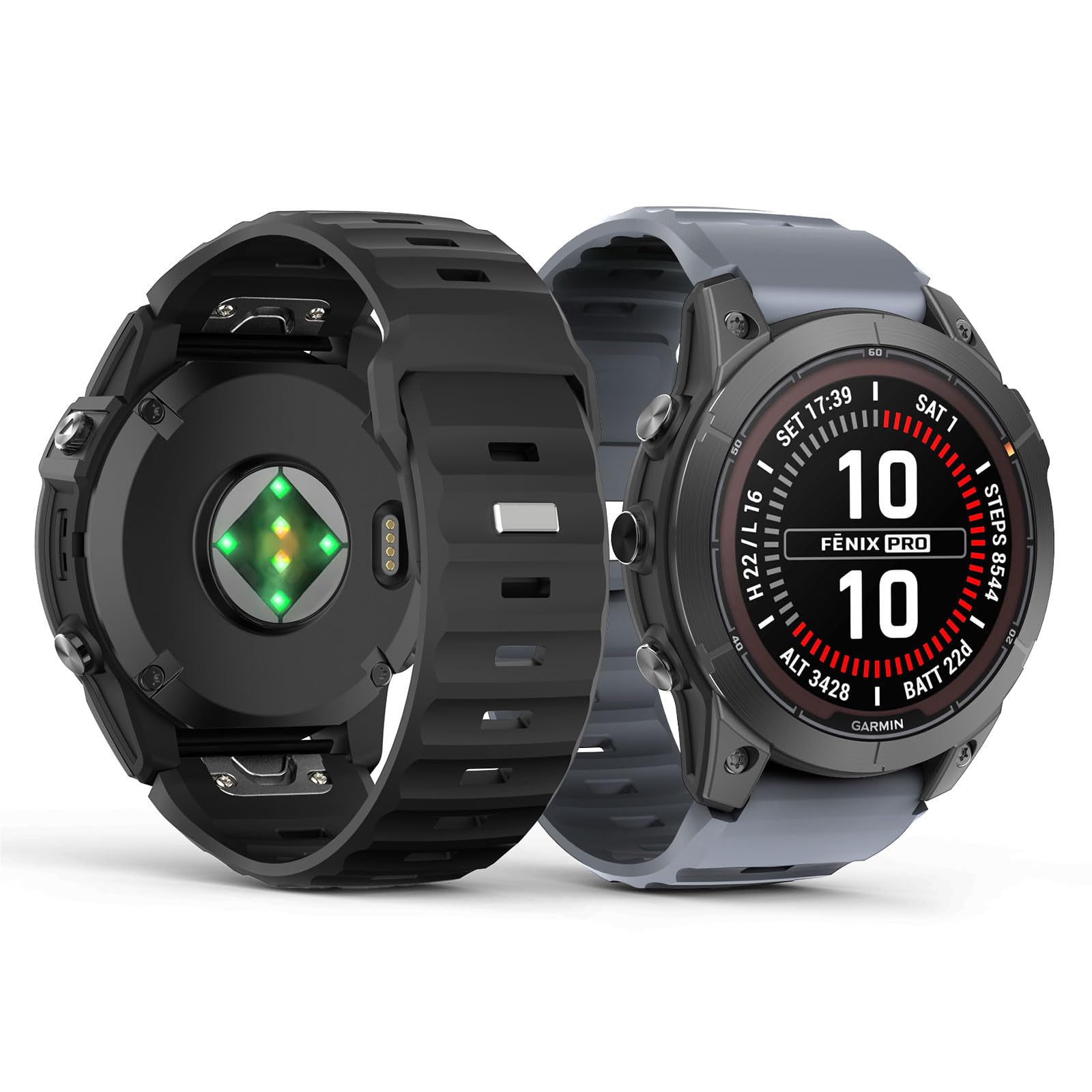 MoKo 2Pack QuickFit 26 mm Watch Band Compatible with Garmin Fenix 7X Pro/7X/6X Pro/6X/5X/5X Plus/3/Descent MK2i/Instinct 2X, Sil