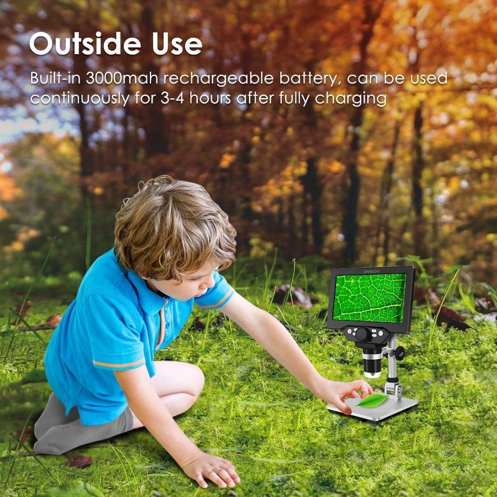 Koolertron 7'' Lcd Digital Microscope With 32G Tf Card,12Mp 1 1200X Magnification Handheld Usb Microscope Camera,8 Led Light,Rec