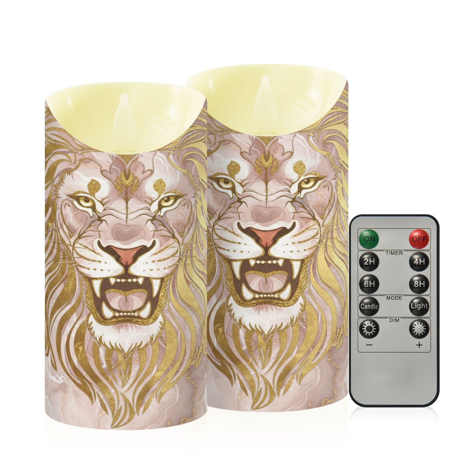 ALAZA Tiger Beautiful Marble Texture Flickering Flameless Candles Battery Operated with Remote Timer,Tea Light Candles LED Pilla