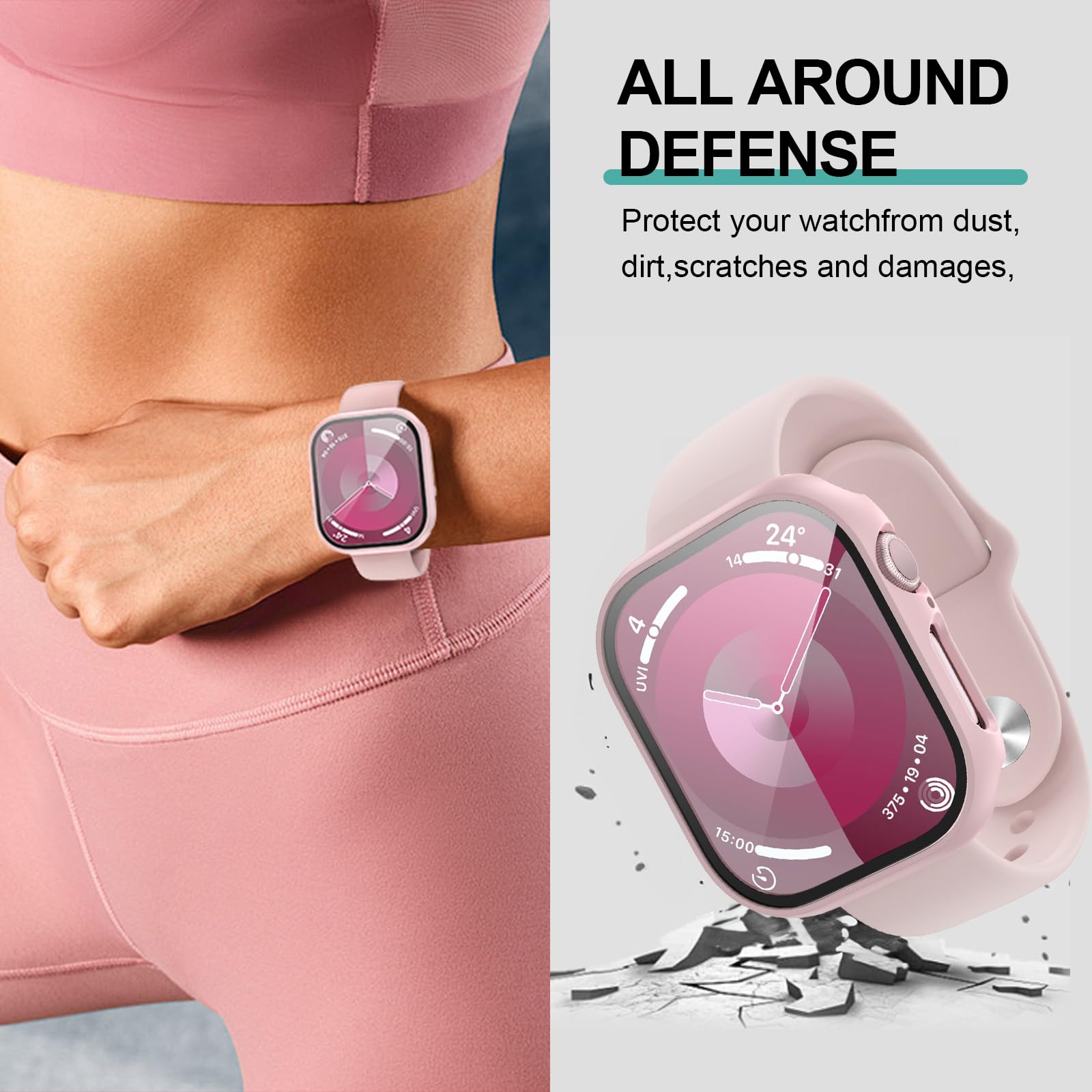 Commuter 6 Pack Case With Tempered Glass Screen Protector For Apple Watch 10 (2024) Series 10 46Mm,Slim Guard Bumper Full Covera