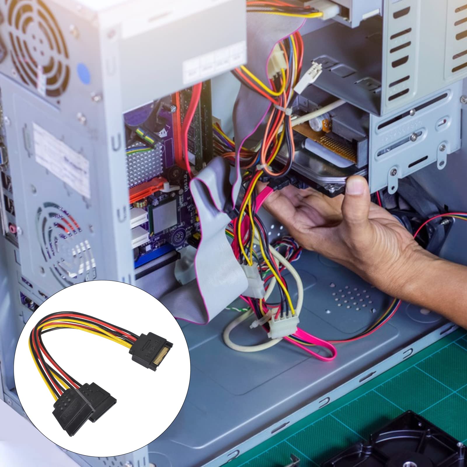 Accencyc 3 Pack Sata Power Splitter 15 Pin Sata Power Extension Cable 9.8 Inch Sata Splitter Sata Power Cable For Hard Drive, Hd