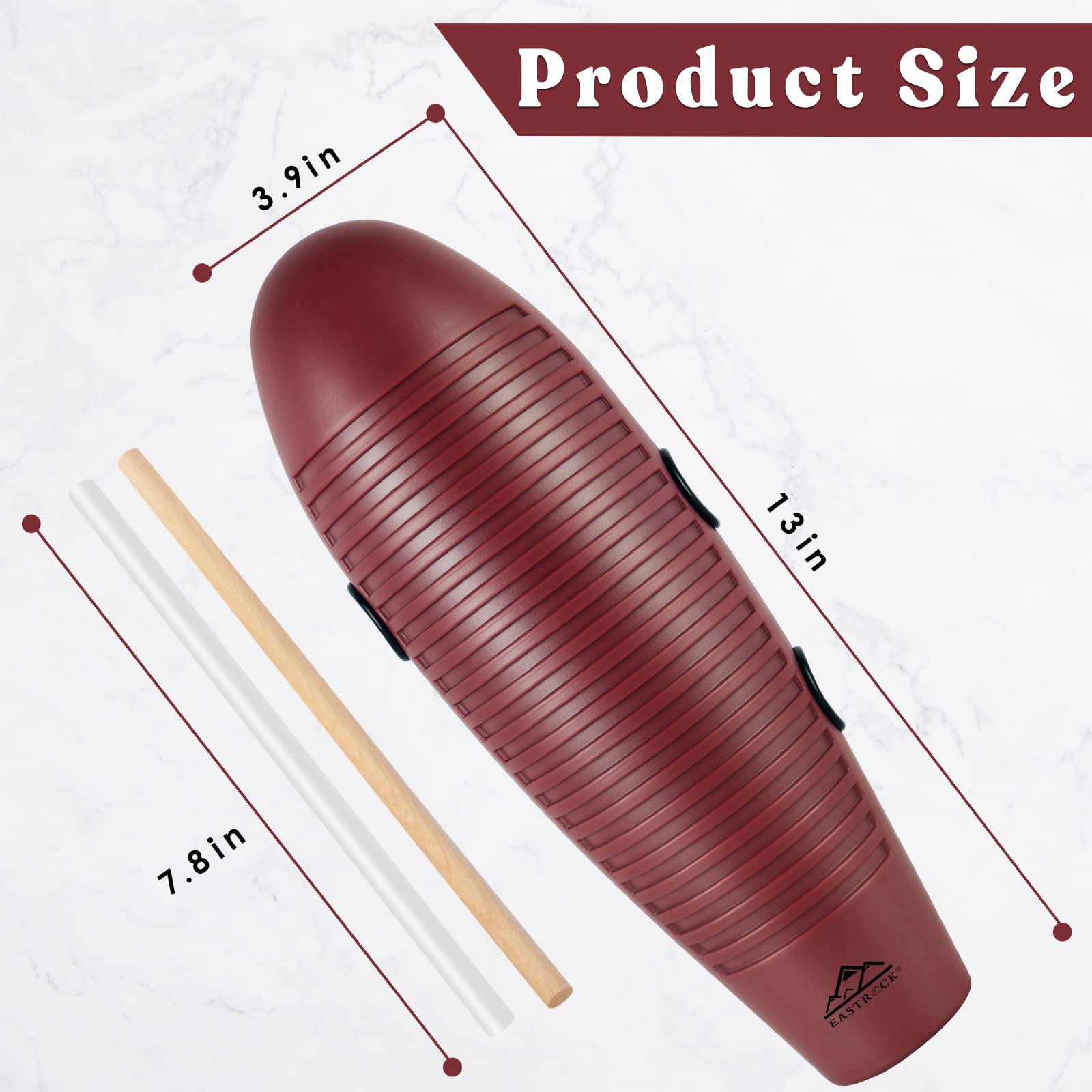 Eastrock Guiro Instrument 3.9''X13'' Fish Shaped Latin Percussion Instrument With 2 Scrapers Guiro Instrument Musical Training T