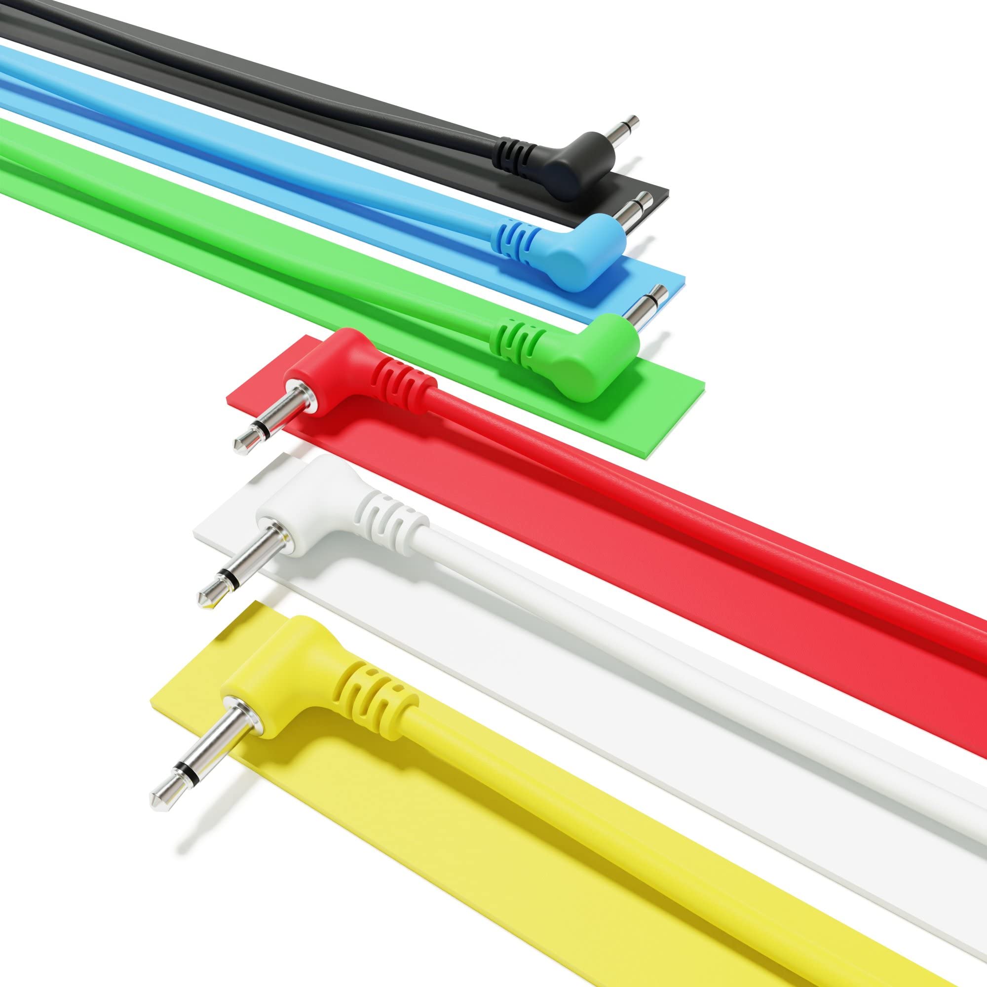 Excelvalley   6A Pack   Right Angle Mono Modular Patch Cables   3.5Mm 1/8'' Eurorack Synthesizer [10Cm 4'']