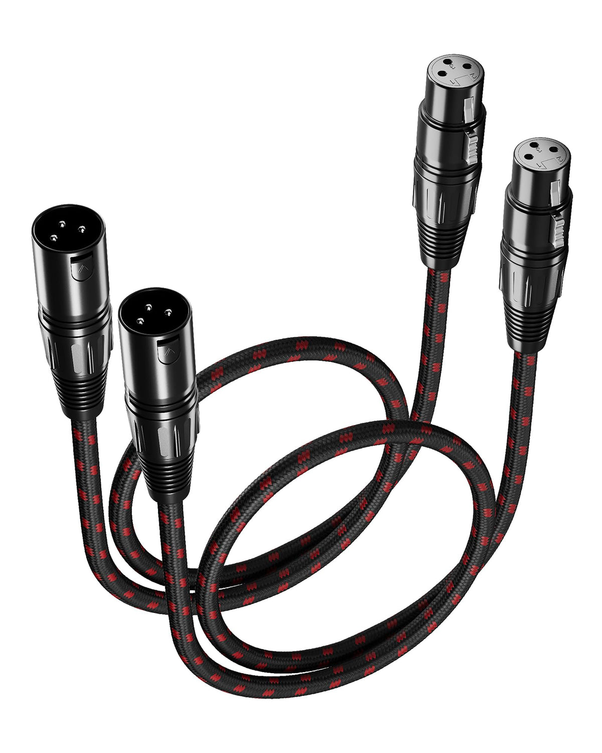 Glanics Xlr Microphone Cable Braided Balanced Shielded Short Xlr Cables 2 Ft Feet 2 Pack Male To Female 3 Pin Xlr For Microphone