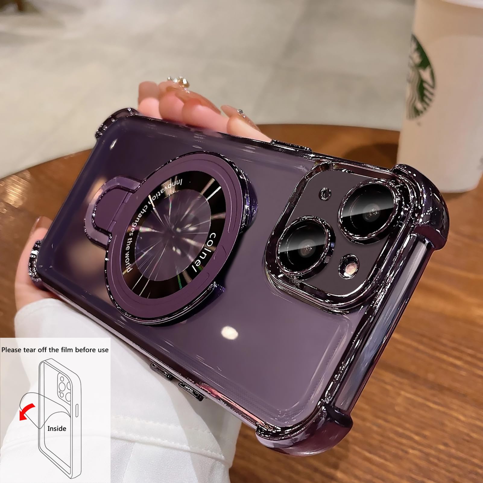 Uioeua For Iphone 13 Case With Magnetic Ring Stand,[Compatible With Magsafe] Four Corners Shockproof [Military Grade Drop Protec