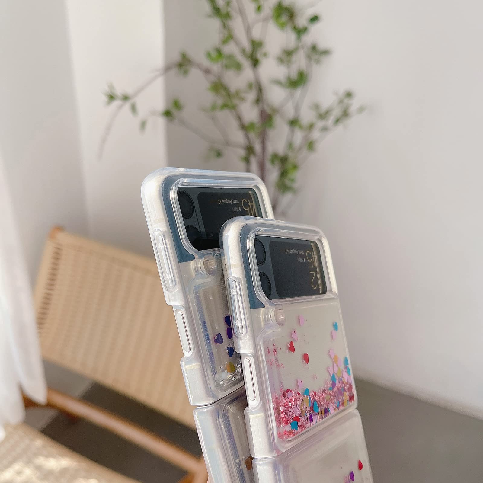 Yakvook For Samsung Galaxy Z Flip 3 Glitter Case For Girls Women Liquid Bling Sparkle Luxury Flowing Floating Quicksand Soft Tpu