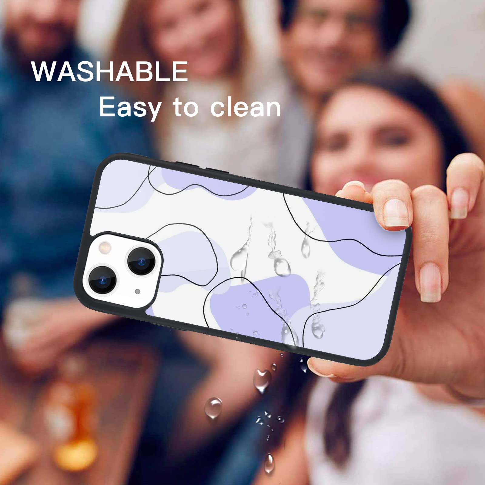 Maycari Compatible With Iphone 13 Pro Max Case For Children Women Abstract Line Art Sage Purple Design, Hard Back With Aesthetic