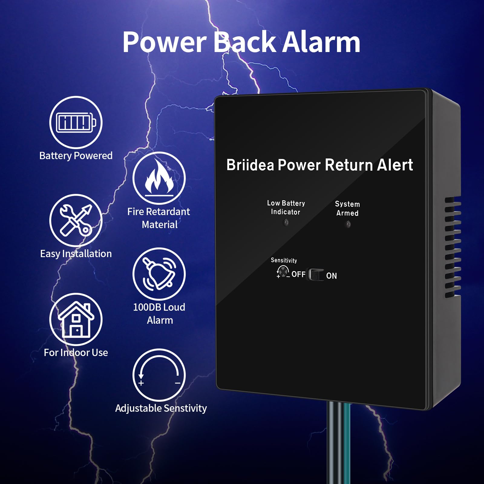 Power Return Alarm, Briidea Utility Power Back On Alert For Generator, Loud Siren With Led Indicator