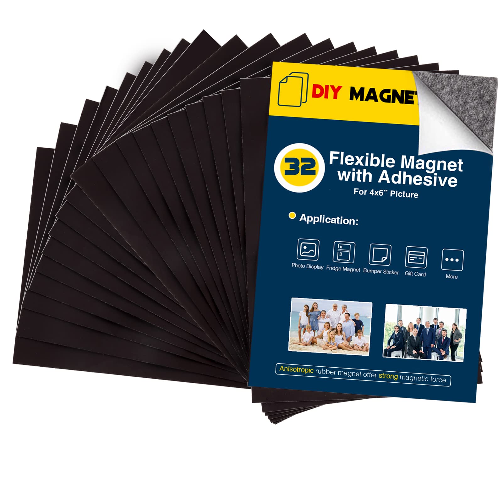 Magnetic Sheets with Adhesive Backing for 4x6 Pictures(Pack of 32),Adhesive Photo Magnets for Home/Classroom/Office,Magnets for 