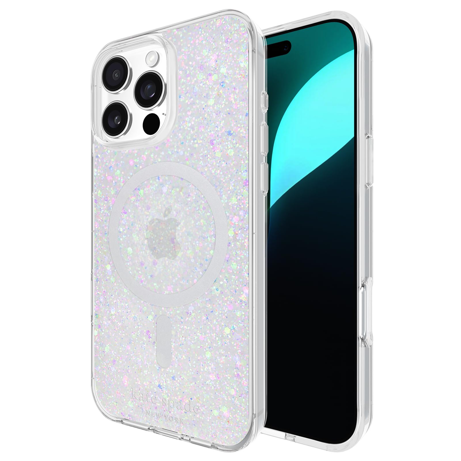 Kate Spade New York Iphone 16 Pro Max Case   Compatible With Magsafe   Designer Phone Case   Chunky Glitter Iridescent