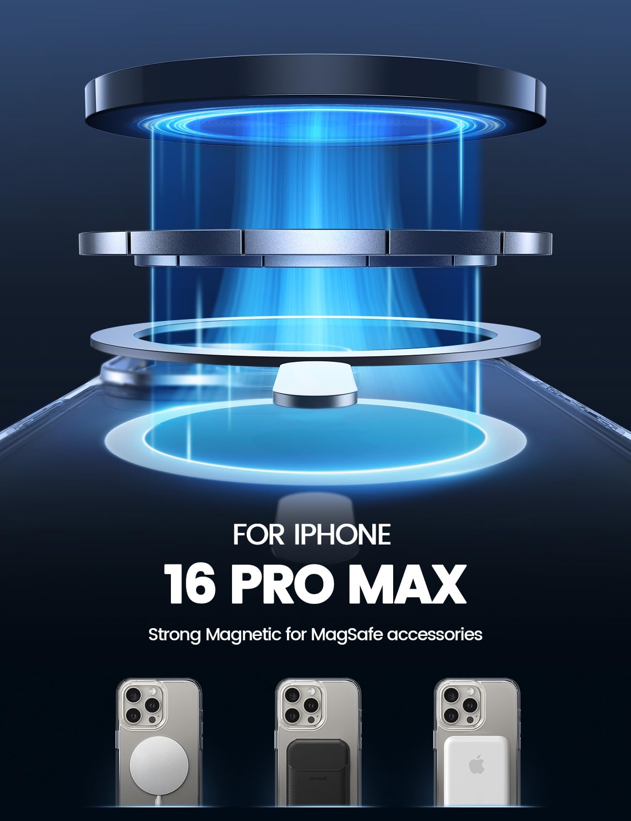 Lamicall Magnetic Case For Iphone 16 Pro Max, For Magsafe   [Clear & Anti Yellow][Military Grade Drop Protection][Scratch Resist