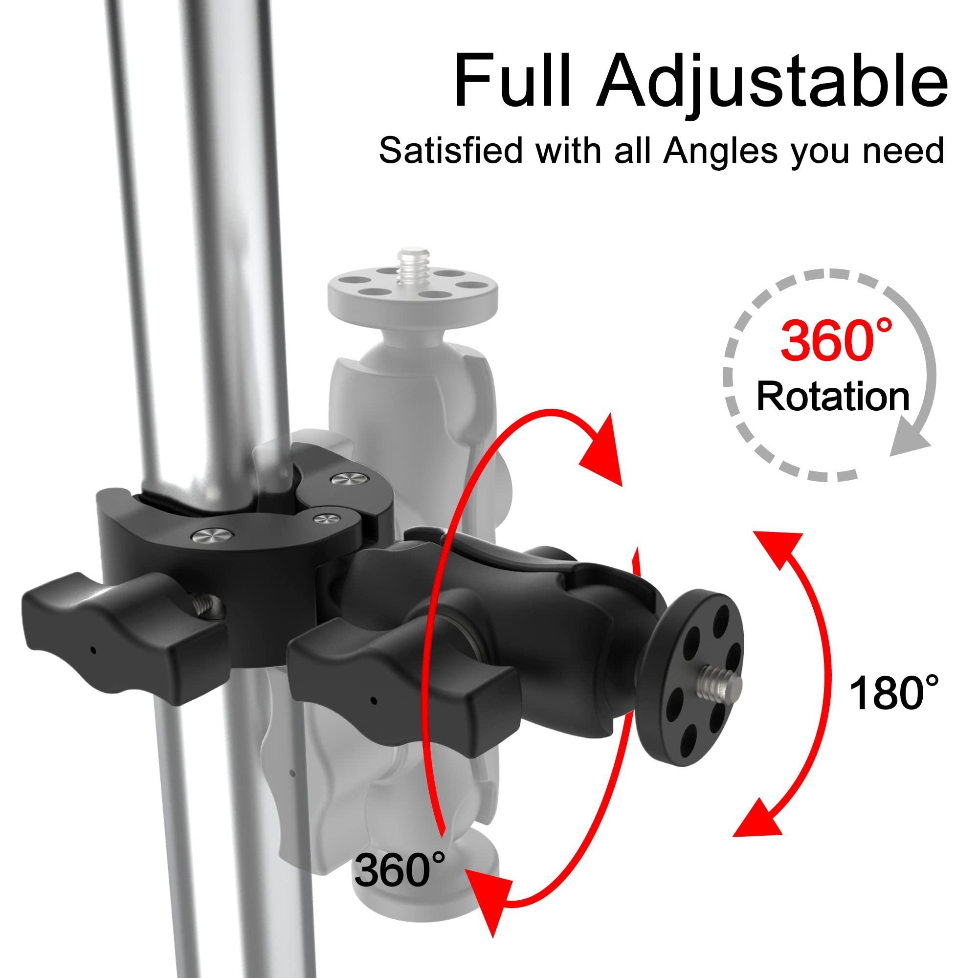 Taisioner Super Camera Clamp Mount 3.6' Socket Arm 360�Ball Head Magic Arm 1/4' Thread For Canon Nikon/Digital Camera/Dslr/Gopro/Insta360/Led Light(Gopro Adapter,Phone Holder)
