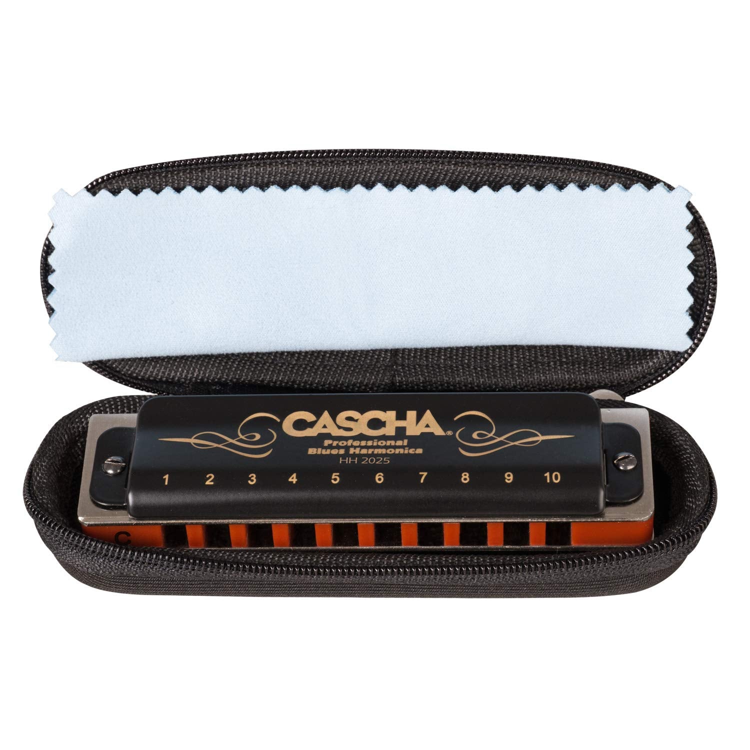 Cascha Professional Blues Harmonica, Key Of C With Case And Cleaning Cloth, Black (Hh 2025)