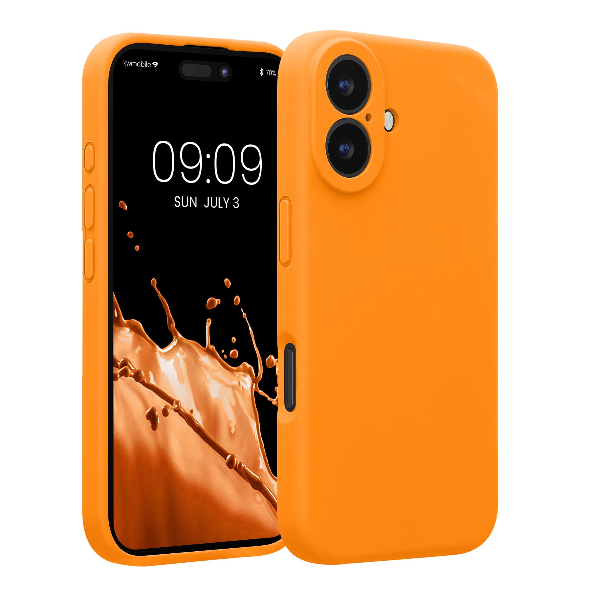 kwmobile Case Compatible with Apple iPhone 16 Case - Slim TPU Silicone Phone Cover - Soft Touch Finish - Fruity Orange