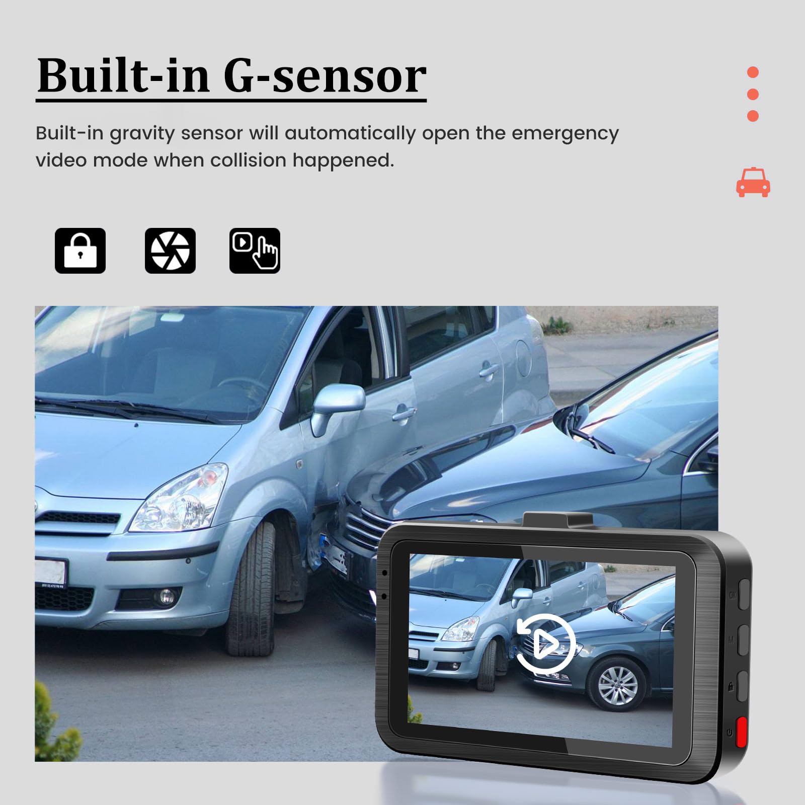 Dual Dash Camera For Car   3 Inch 1080P Ips Touchscreen Car Camera   G Sensor/Loop Recording / 24H Parking Monitor / 150 Wide An