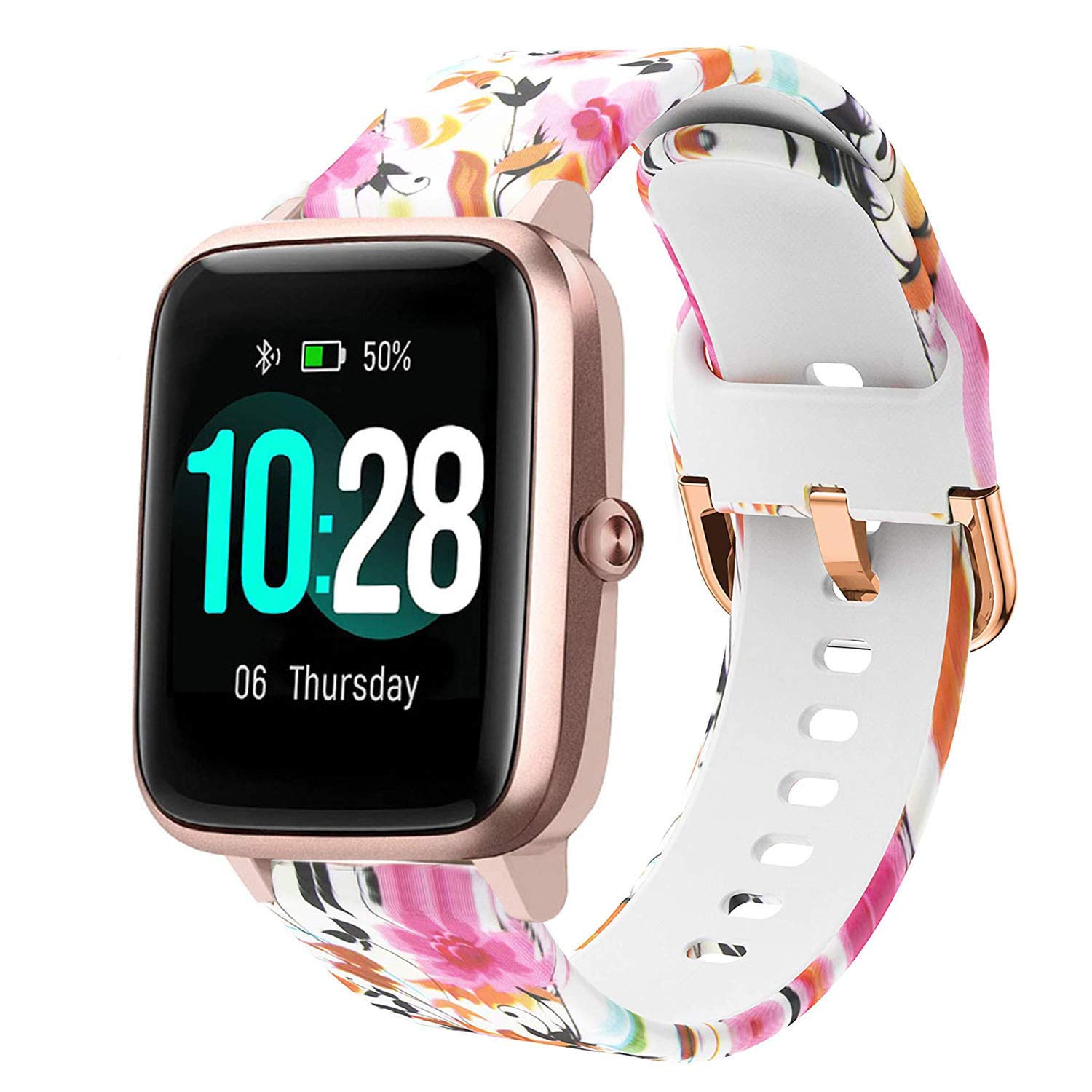 Vicrior Bands Compatible With 19Mm Id205L Smart Watch, Quick Release Soft Silicone Fadeless Pattern Printed Floral Replacement B