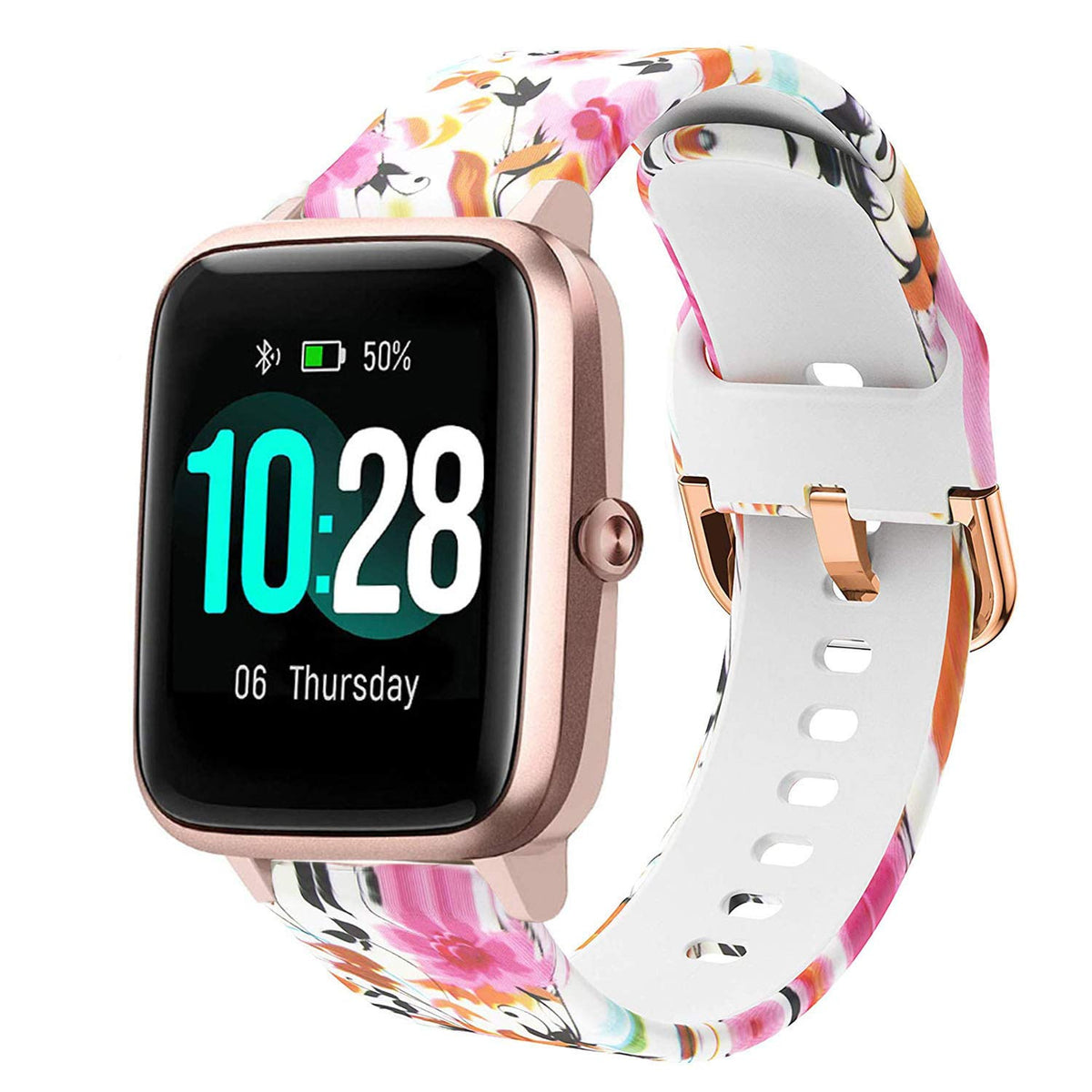 Vicrior Bands Compatible With 19Mm Id205L Smart Watch, Quick Release Soft Silicone Fadeless Pattern Printed Floral Replacement B