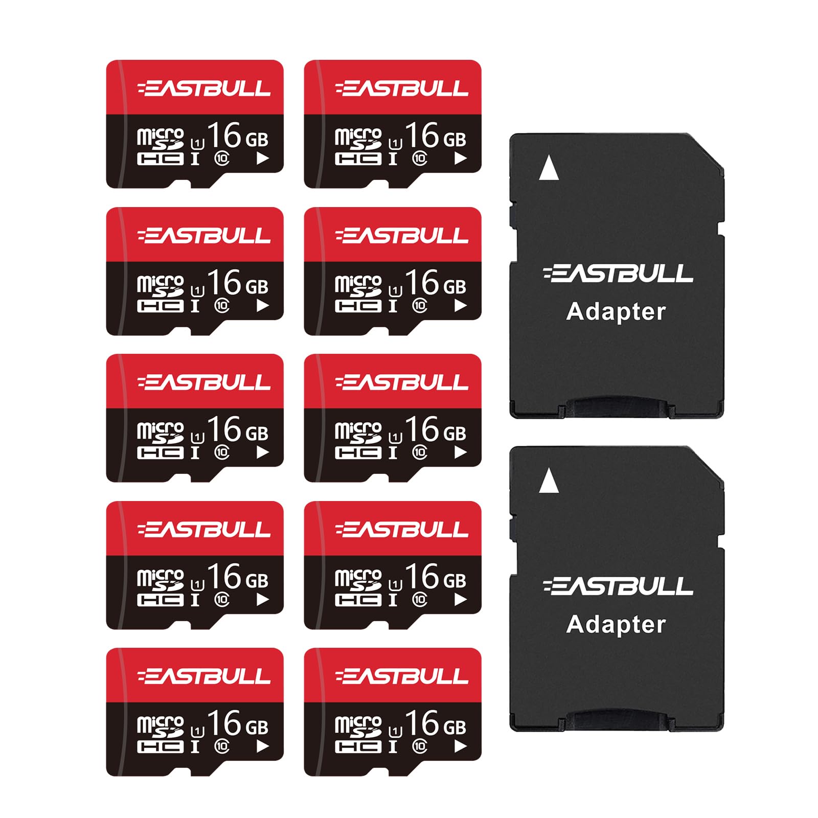 Eastbull 16Gb 10 Pack Of Micro Sd Cards, Sd Memory Cards 16Gb Sd Cards Pack Full Hd Video 90Mb/S Uhs I U1 Micro Sdhc Class 10 Fo