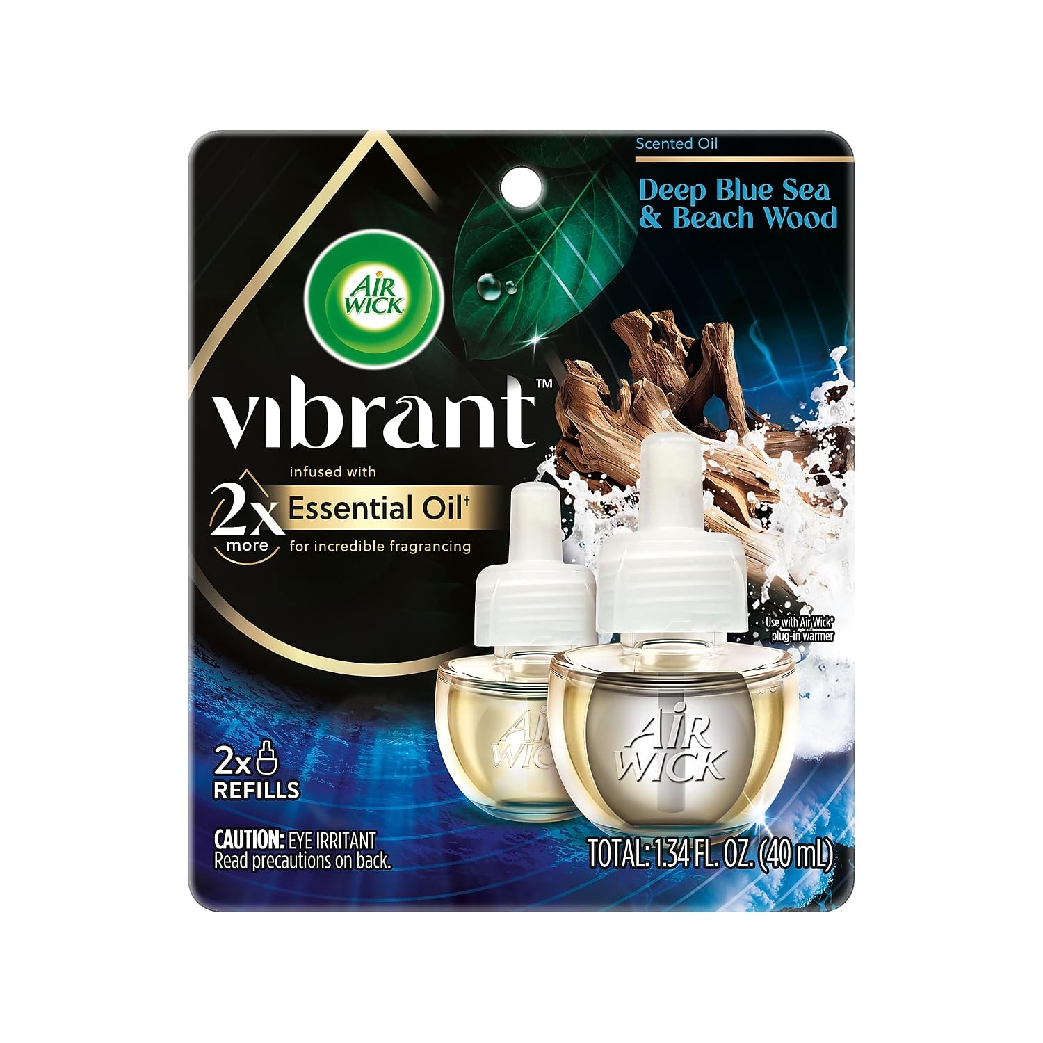 AIR WICK Scented Oil - Vibrant Twin Refill Deep Blue Sea & Beach Wood 6/(2x.67) oz.