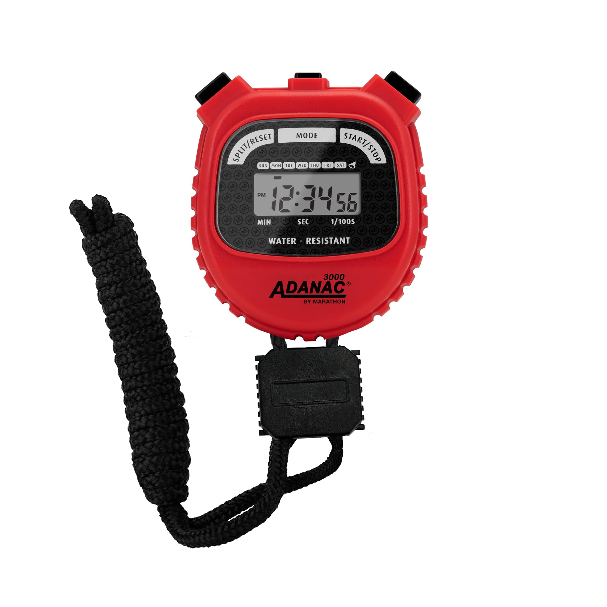 Marathon Adanac 3000 Digital Stopwatch Timer, Red   High Precision Accuracy To 1/100Th Seconds   Water, Dust & Shock Resistant  
