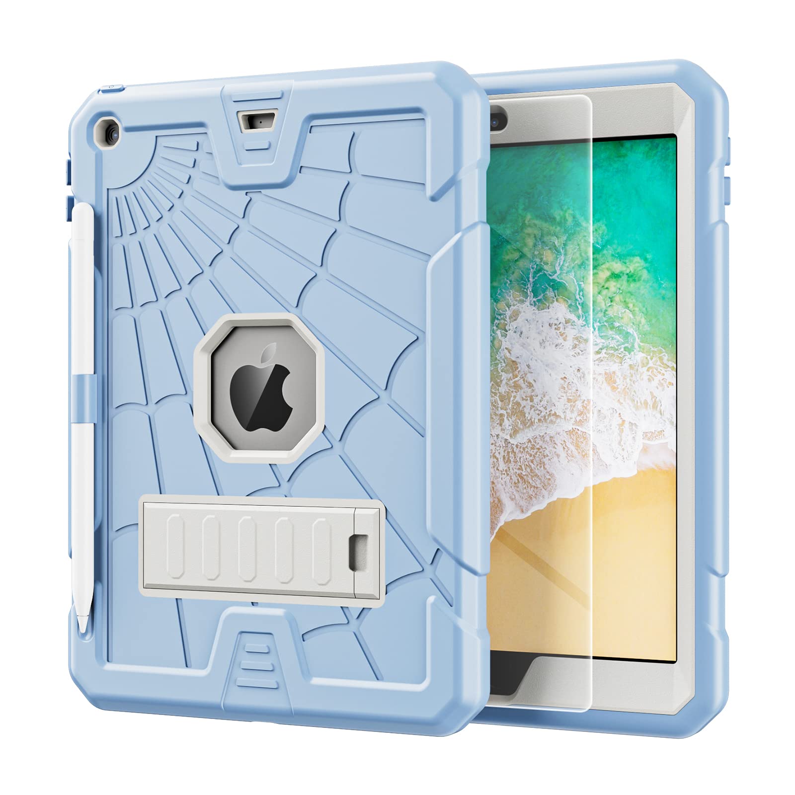 Tsqqst Ipad 9.7 Case For Kids With Glass Screen Protector | Ipad 5Th 6Th Generation For Kids Boys Girls With Stand Pencil Holder