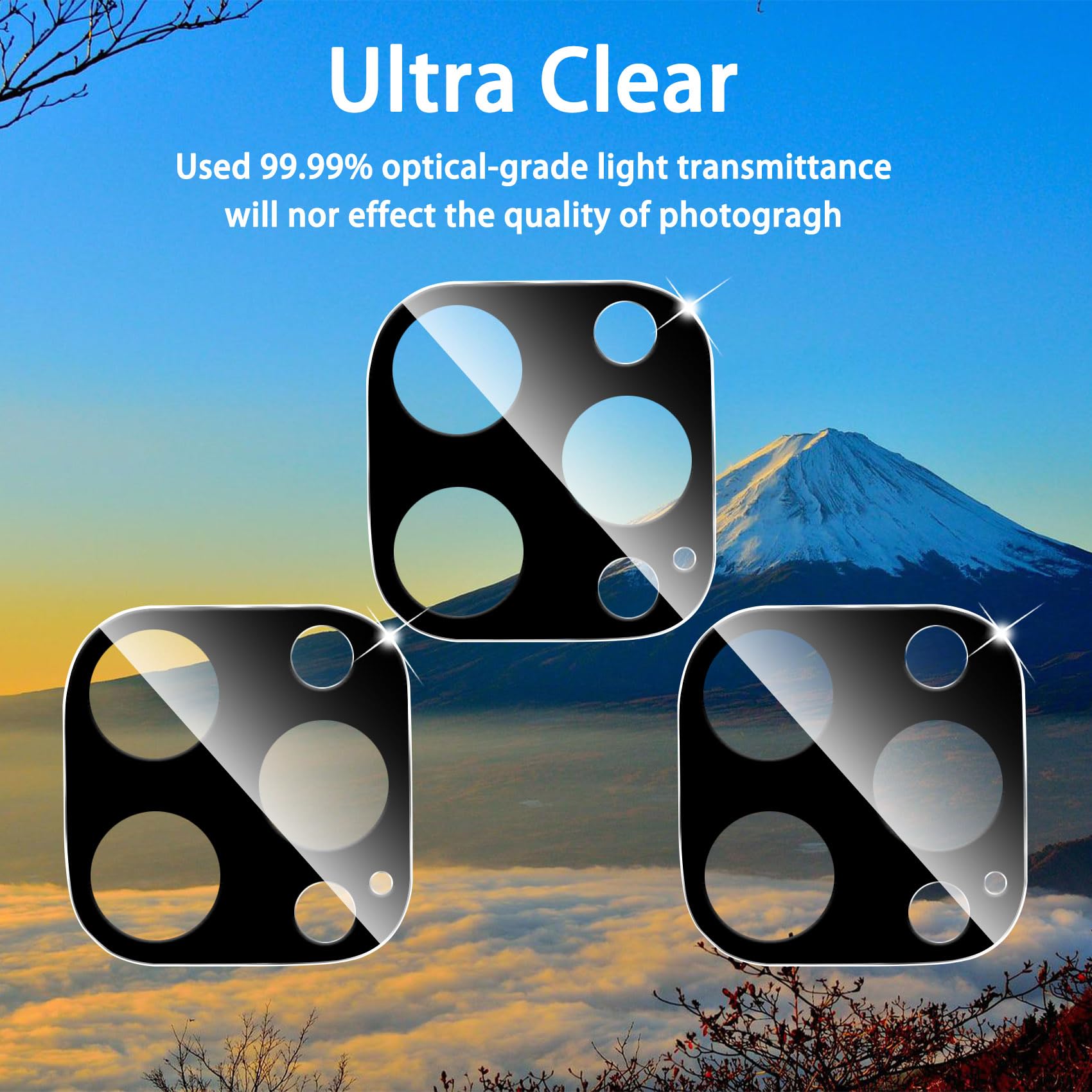 Dengduoduo ?3 Pack?Camera Lens Protector For Iphone 15 Pro 6.1'' & Iphone 15 Pro Max 6.7'', Tempered Glass, Ultra Hd, 9H Hardnes