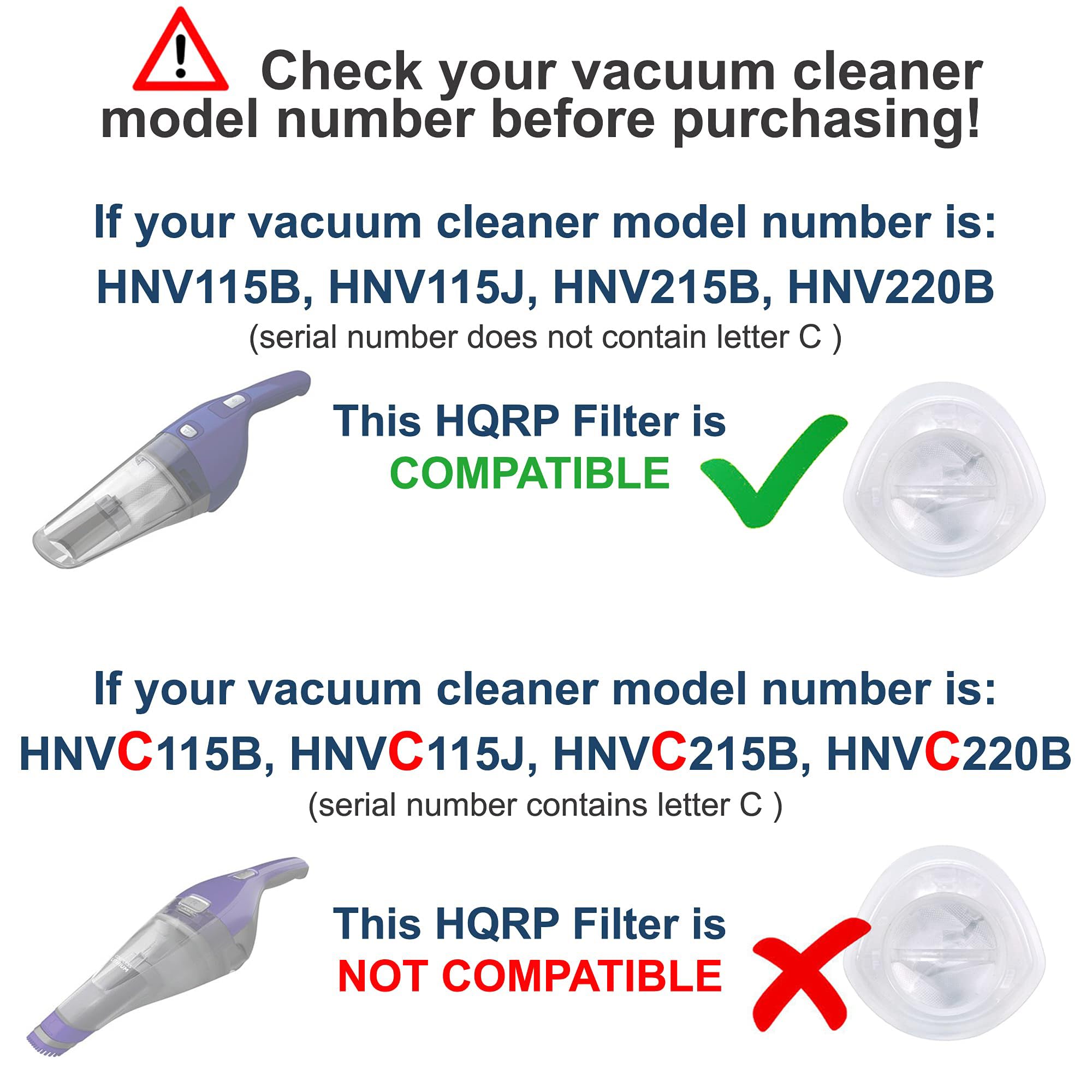 Hqrp 2 Pack Filter Compatible With Black+Decker Hnv115B, Hnv115J, Hnv215B, Hnv220B Series Hand Vac Vacuum Cleaners, Evf100 Repla