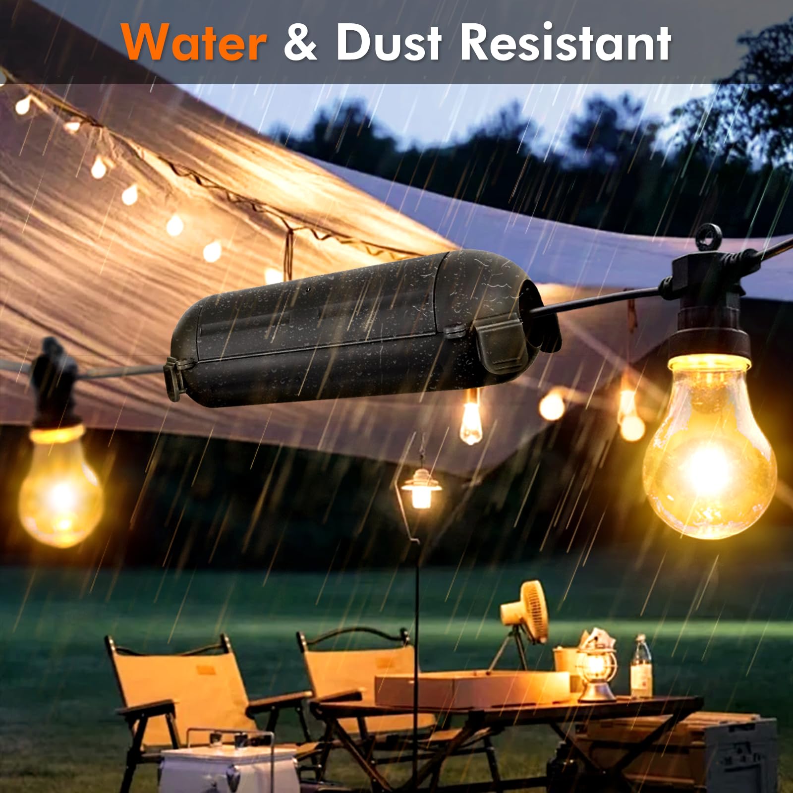 Restmo 2 Pack Compact IP44 Waterproof Outdoor Extension Cord Cover Plastic Black Small