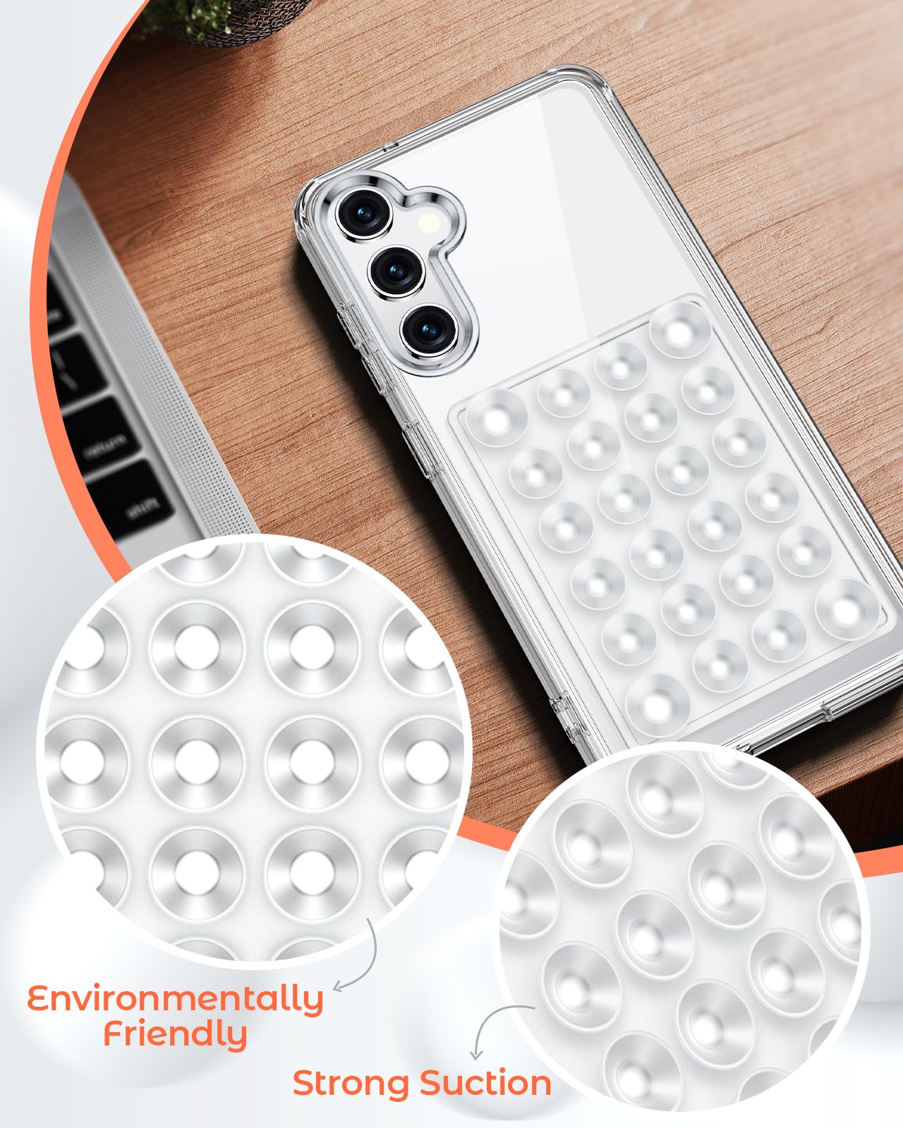 Miss Arts For Samsung Galaxy S24 Case With Suction Cup Phone Mount, Phone Case With Silicone Suction Grip Holder For Selfies And